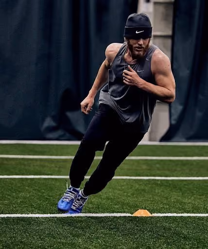 Man with running posture