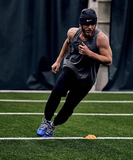 Man with running posture