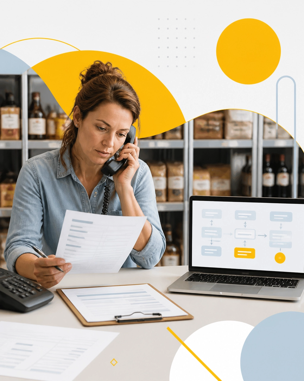 Coordonnateur de la distribution gérant le téléphone, la paperasse et des flux de commandes déconnectés