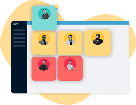 Graphic showing how team management works as a Yoke feature.