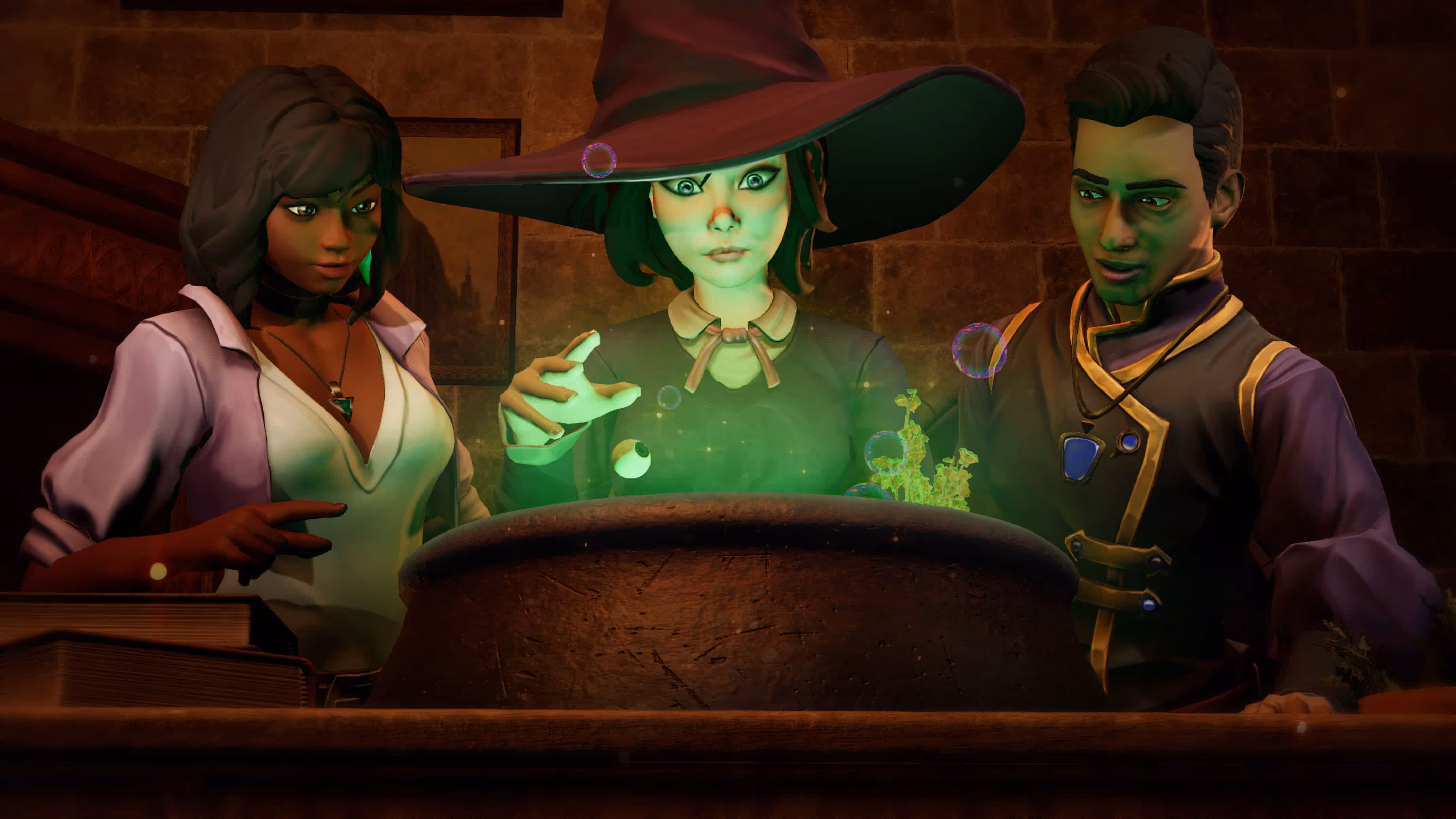 Three Wizards huddled around an alchemy pot