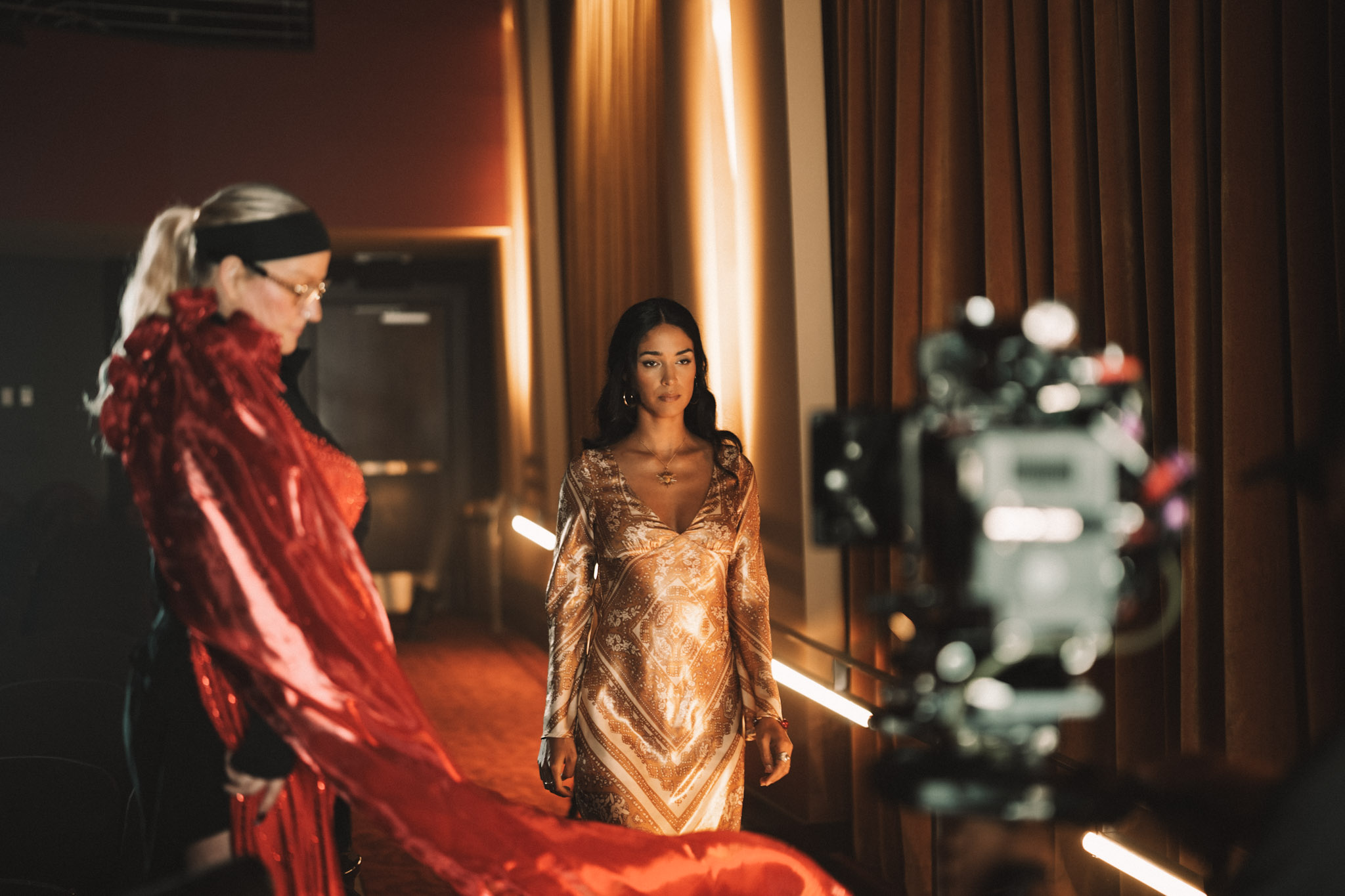 Behind the scenes photo of MŌRIAH on set for the JIMMY music video.