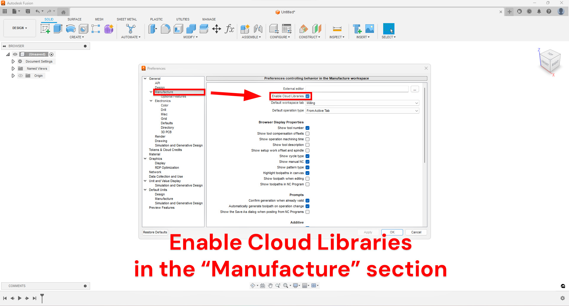 enable cloud libraries in fusion