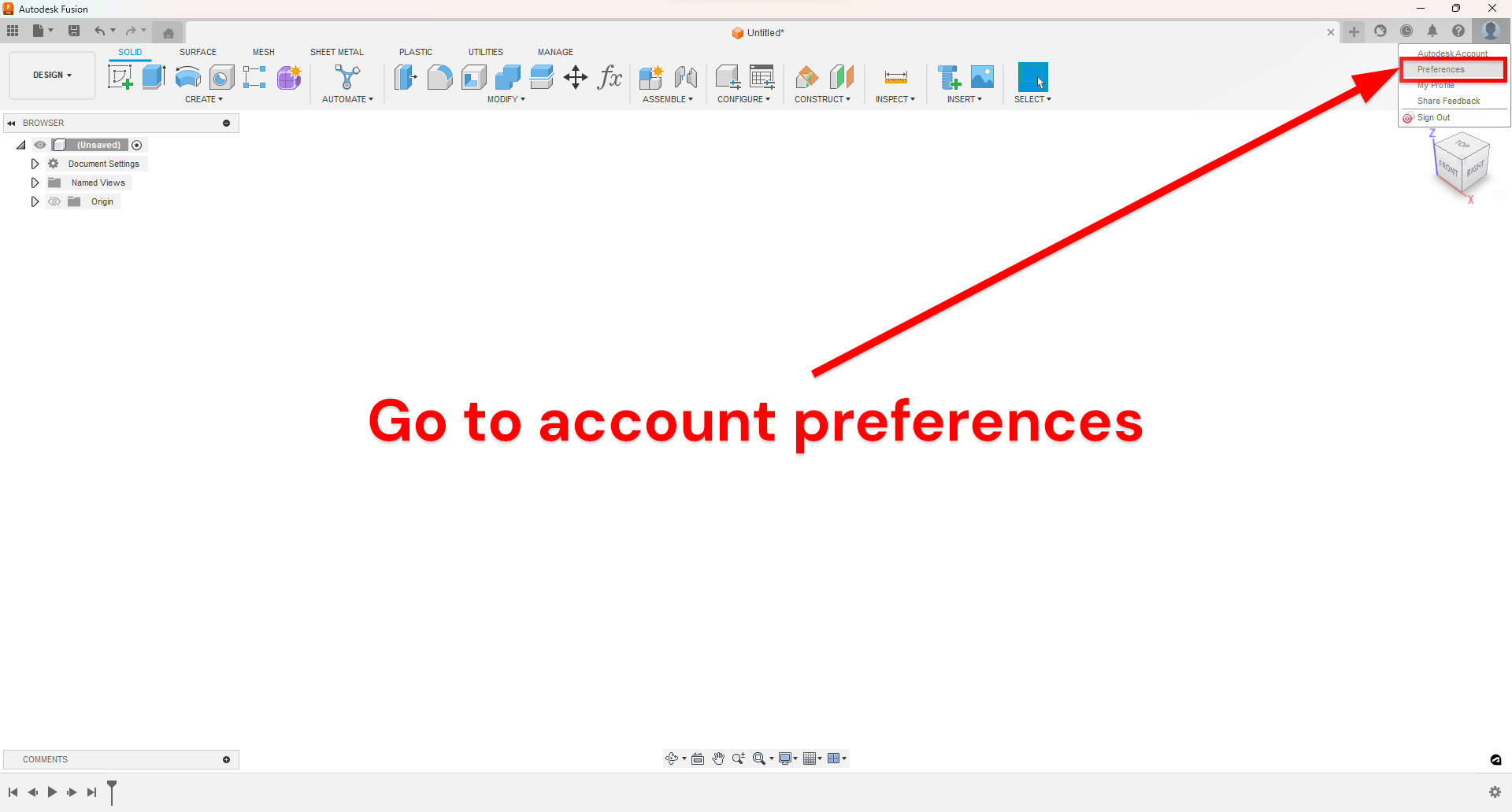 open account preferences in fusion