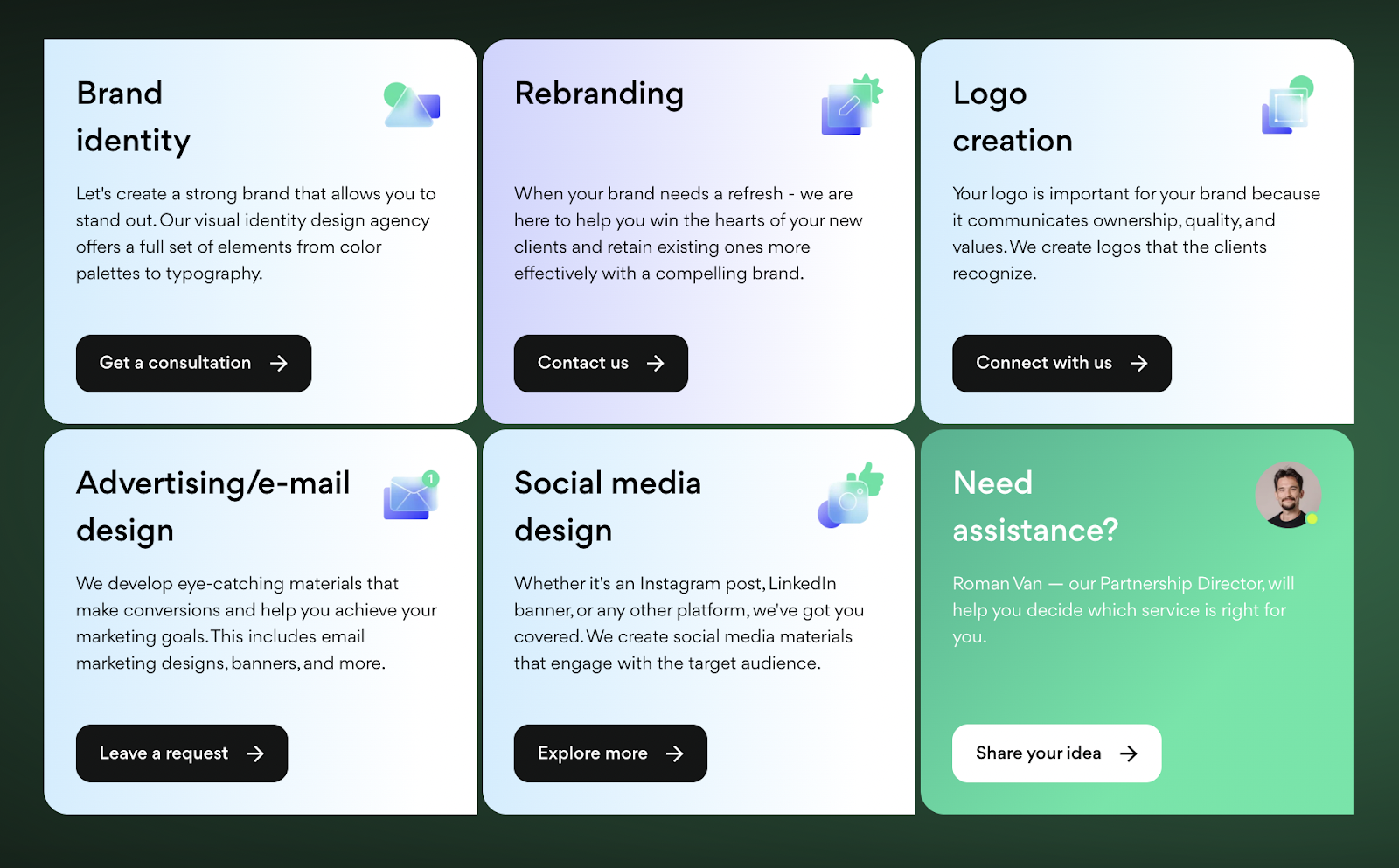 Arounda Agency's Brand Identity service screenshot.