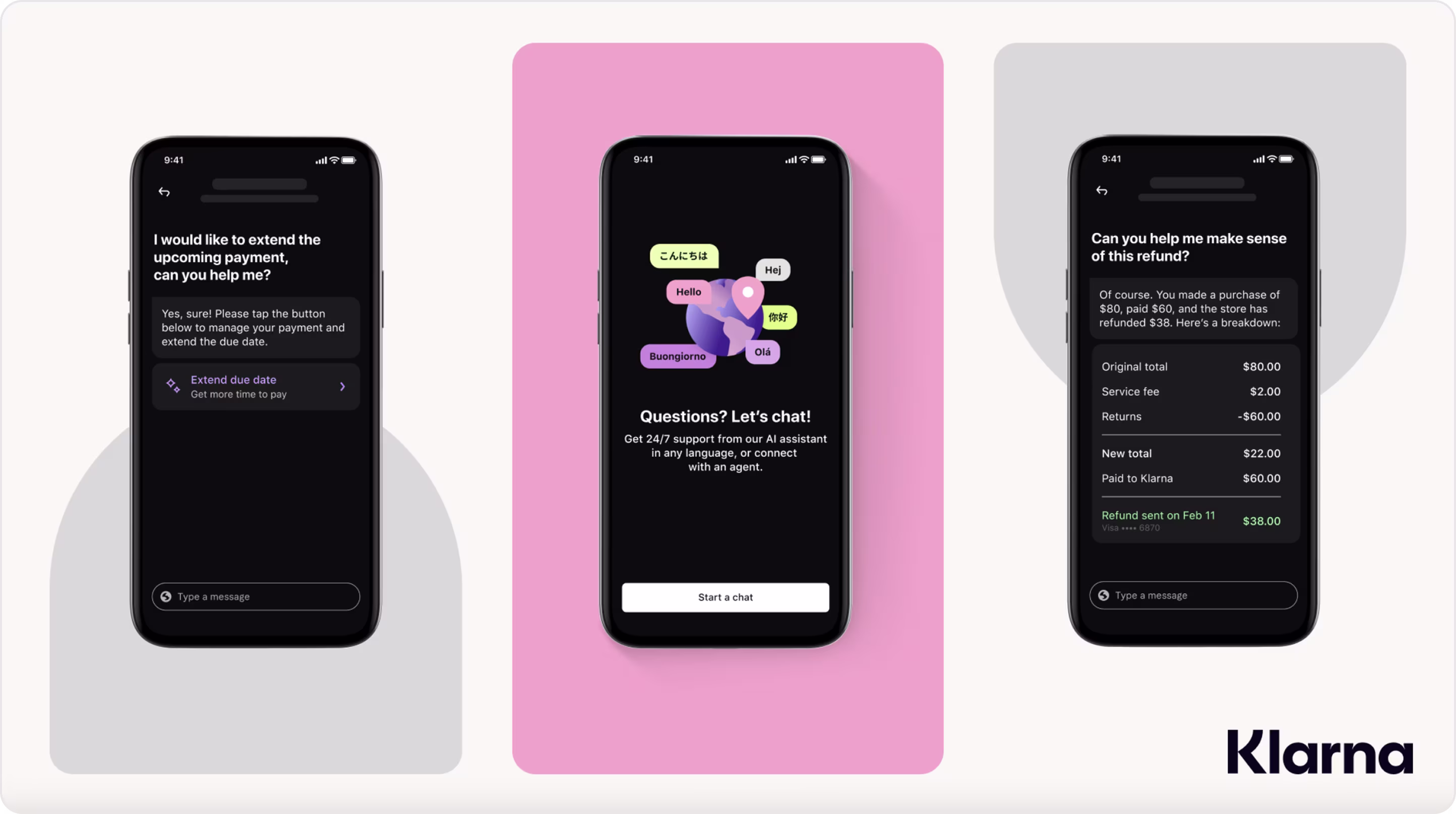 Klarna Chatbot UI
