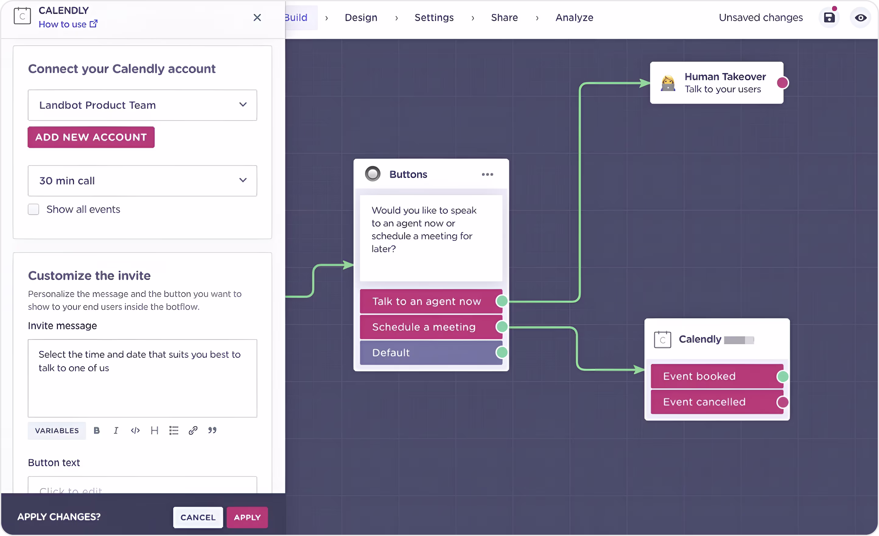 Calendly Chatbot UI example