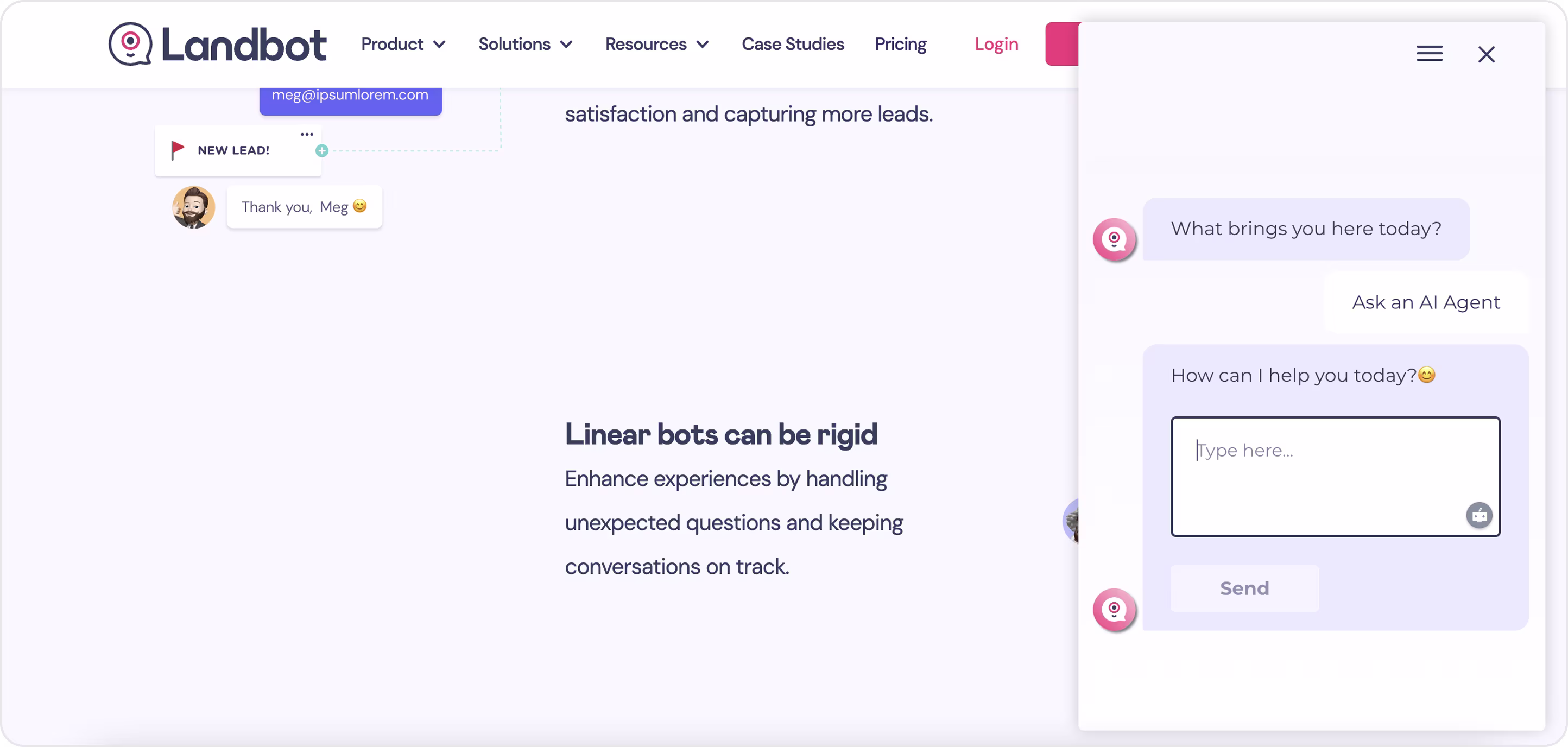 Landbot interface example
