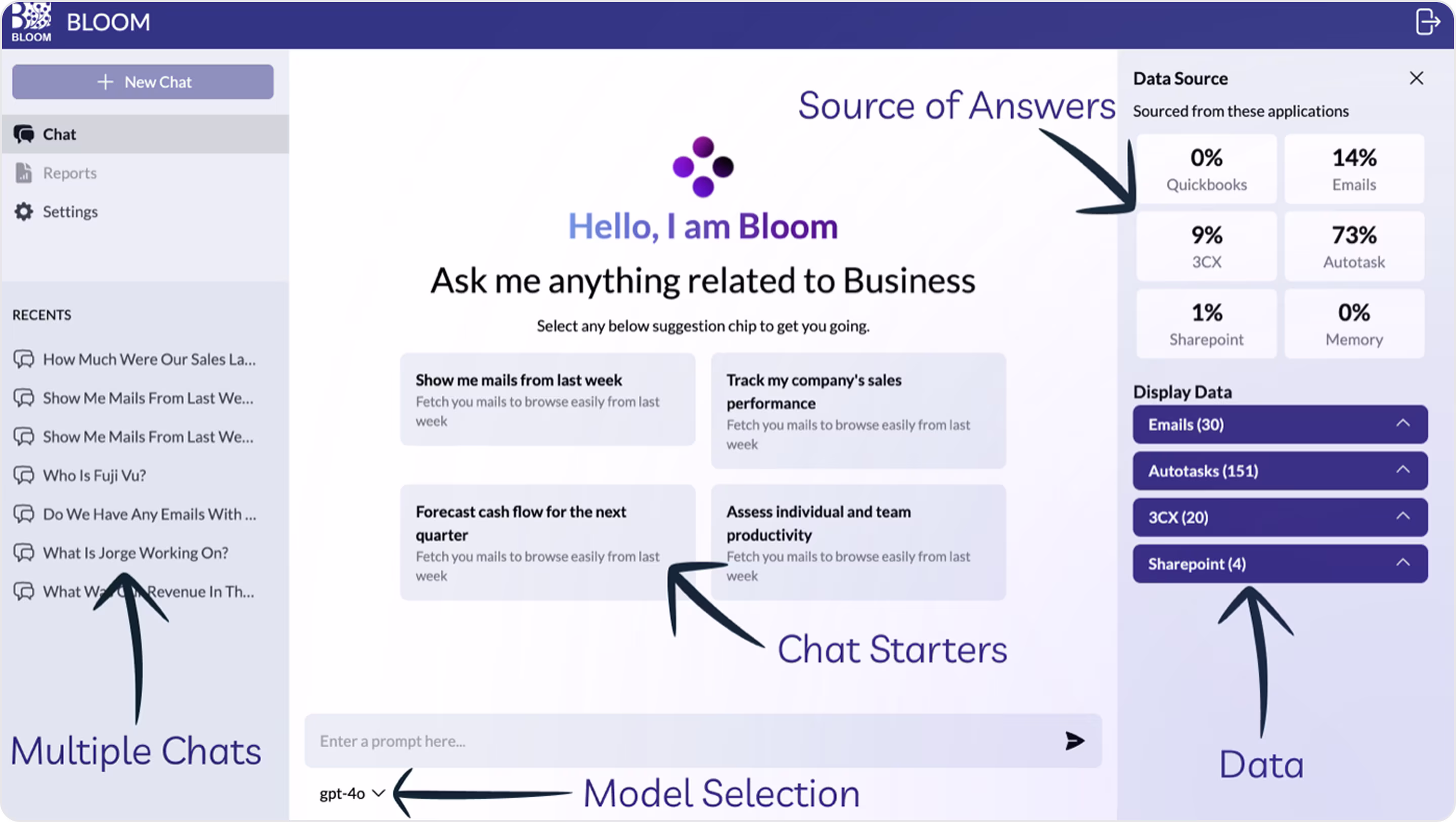 Bloom Chatbot interface