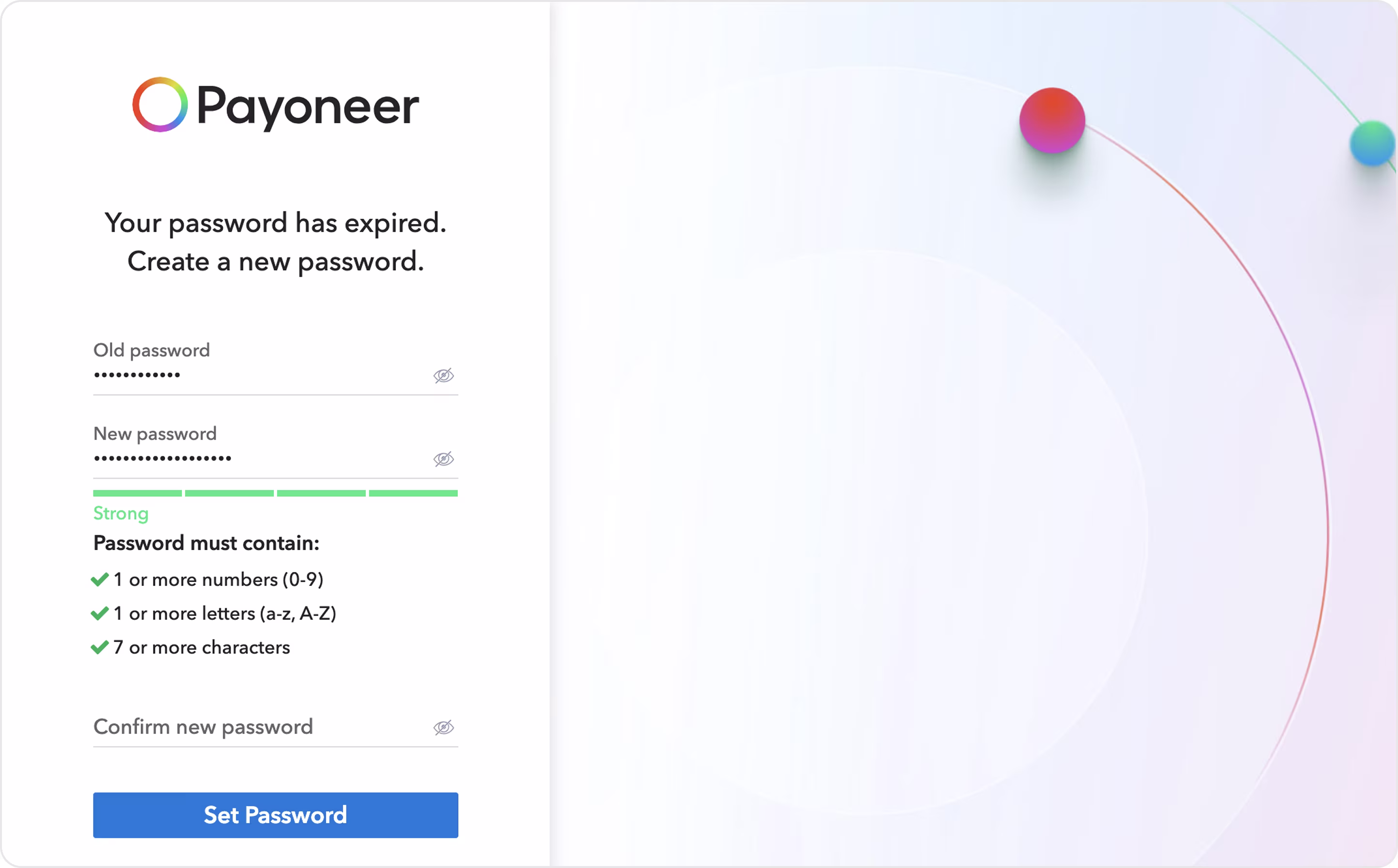 Payoneer management form