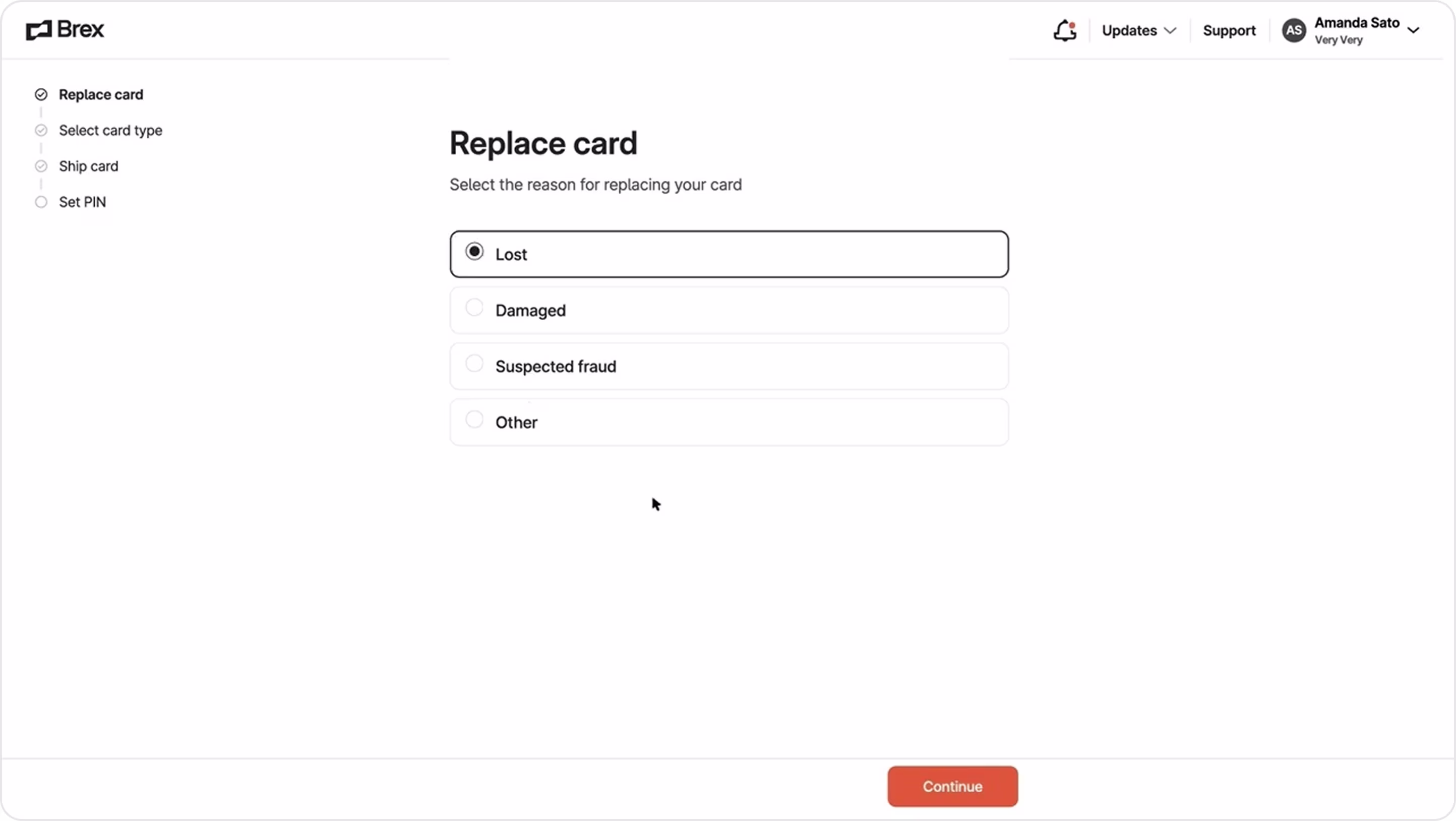 Brex account management form