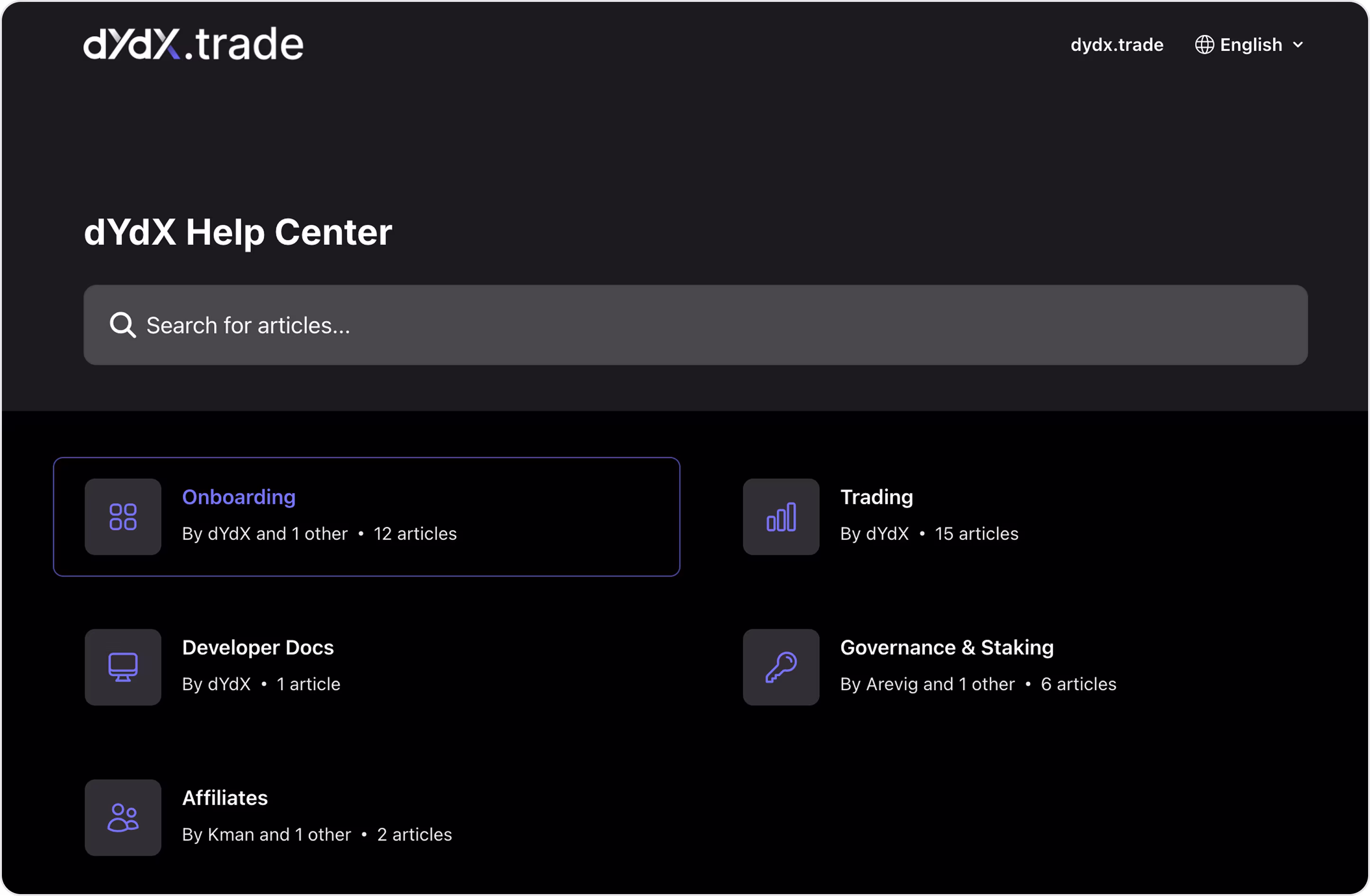 dYdX support form