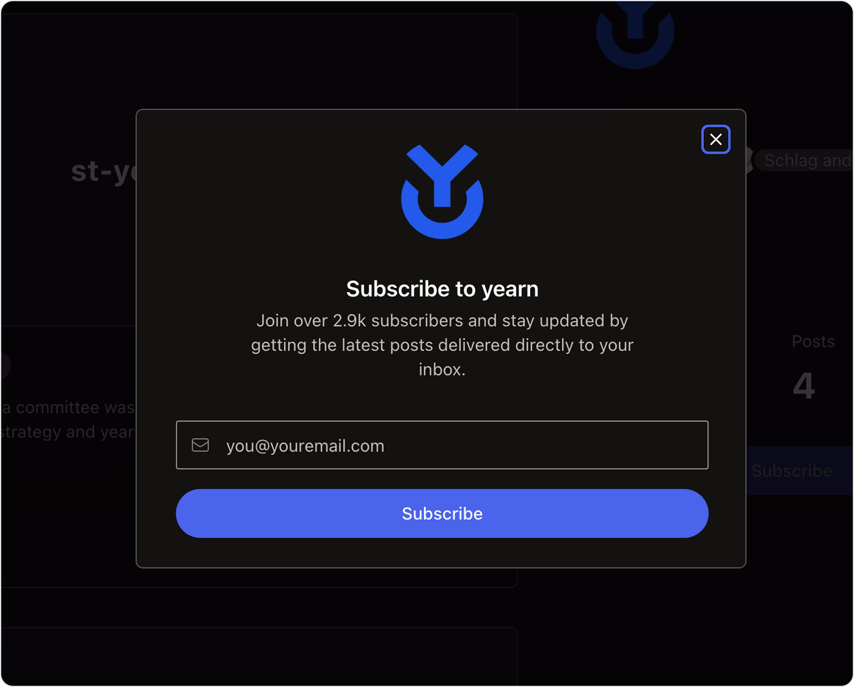 Yearn subscription form