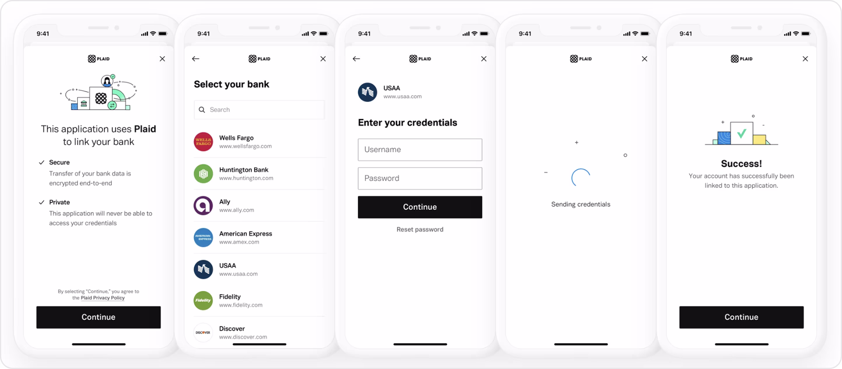 Plaid bank linking form