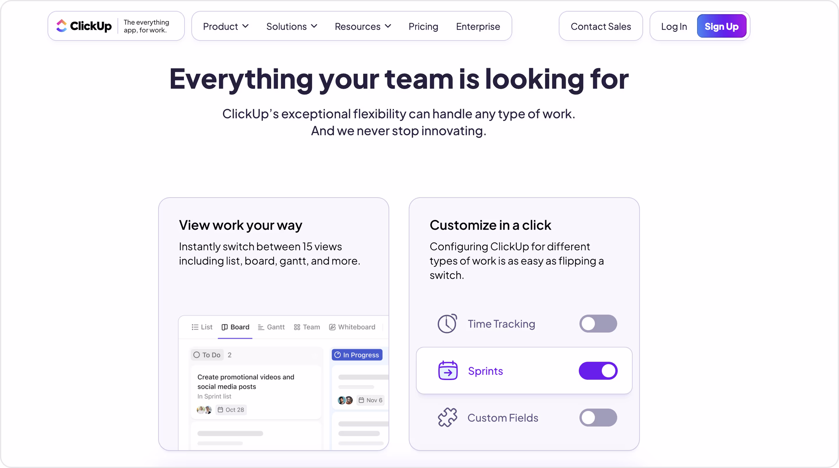 ClickUp website design
