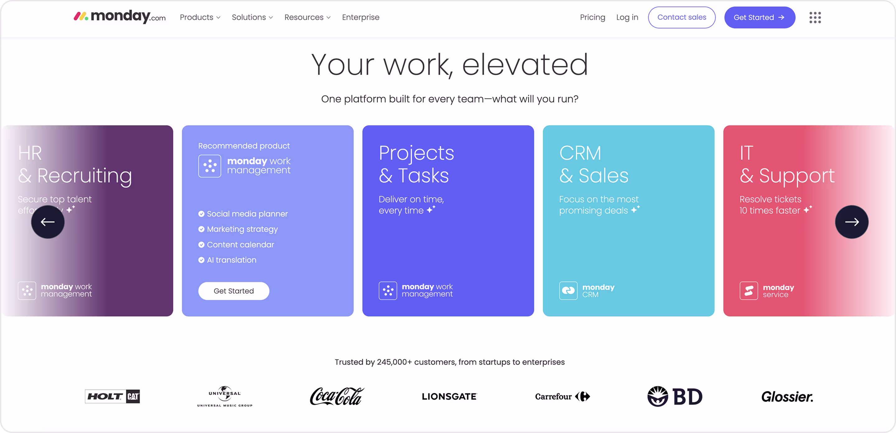 Monday.com website design