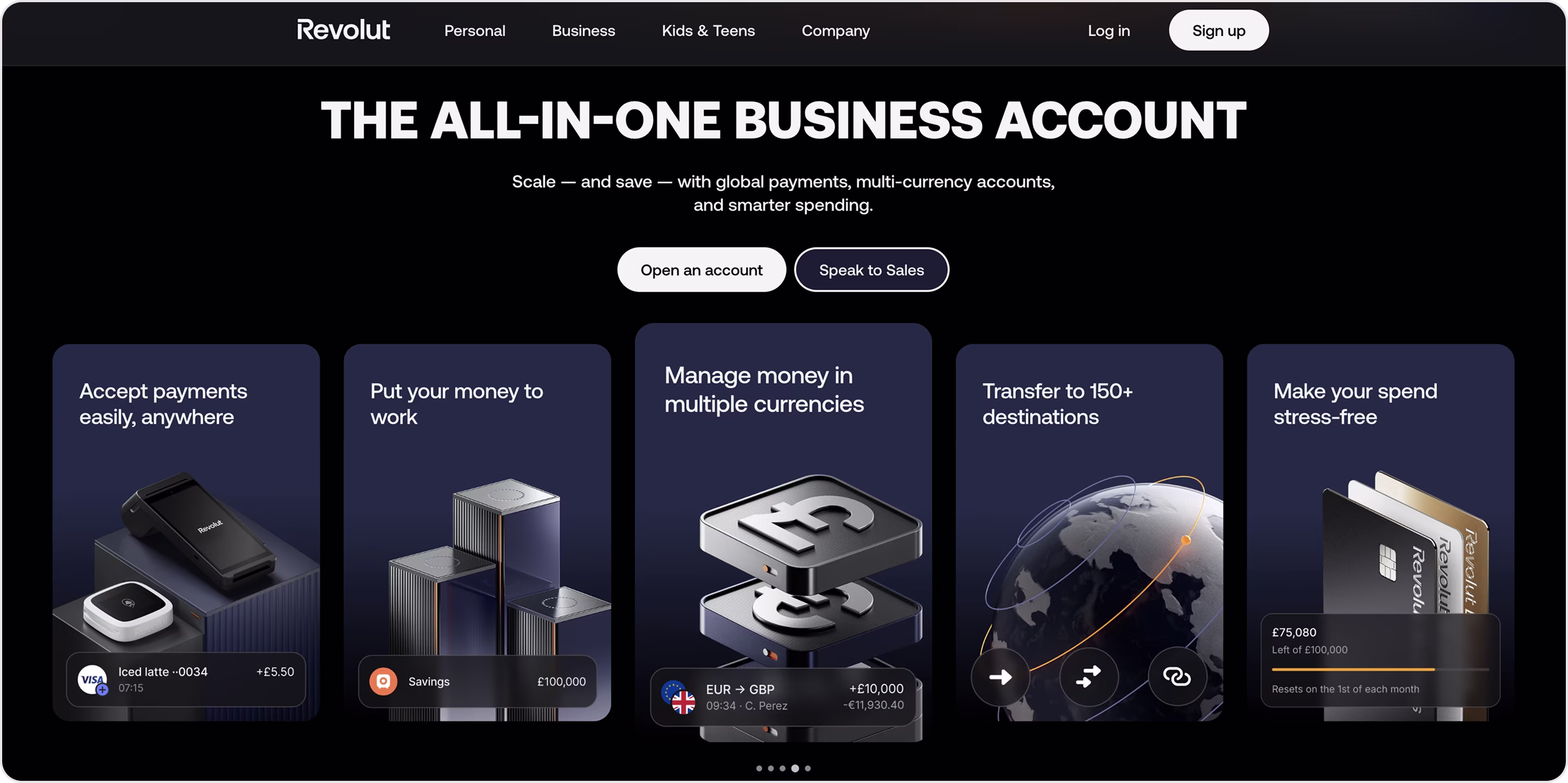 Revolut website design