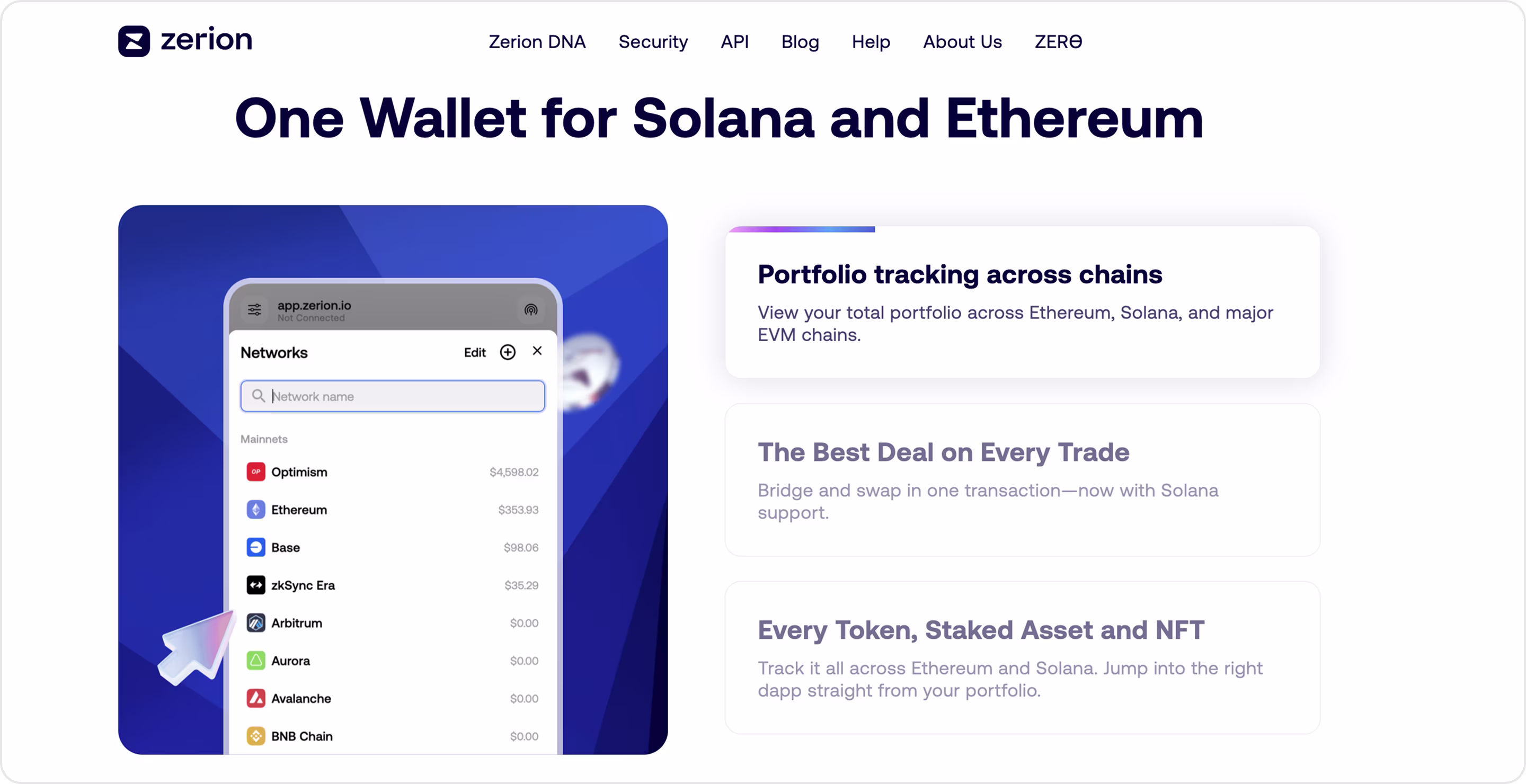 Zerion website design