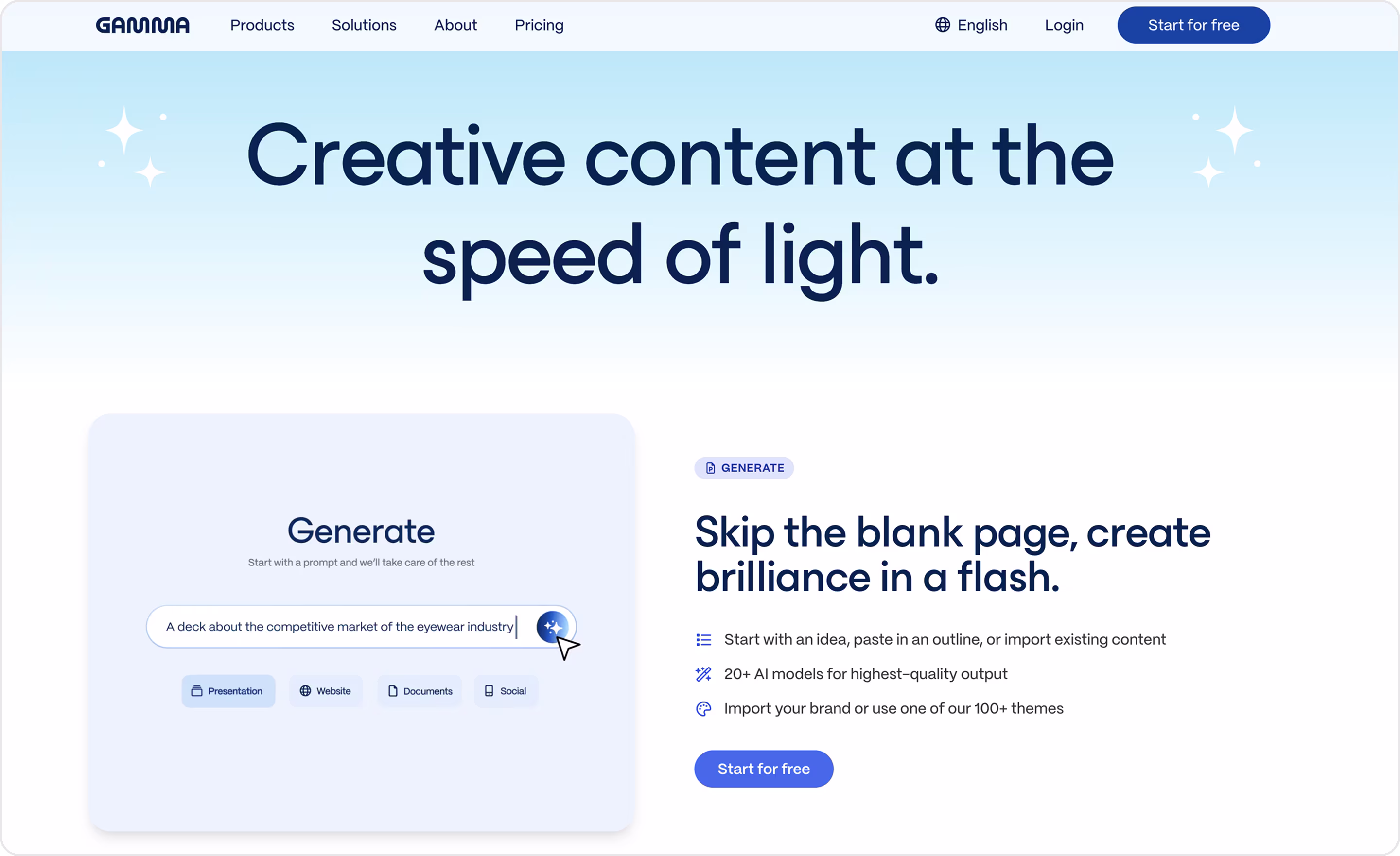 Gamma.app website design