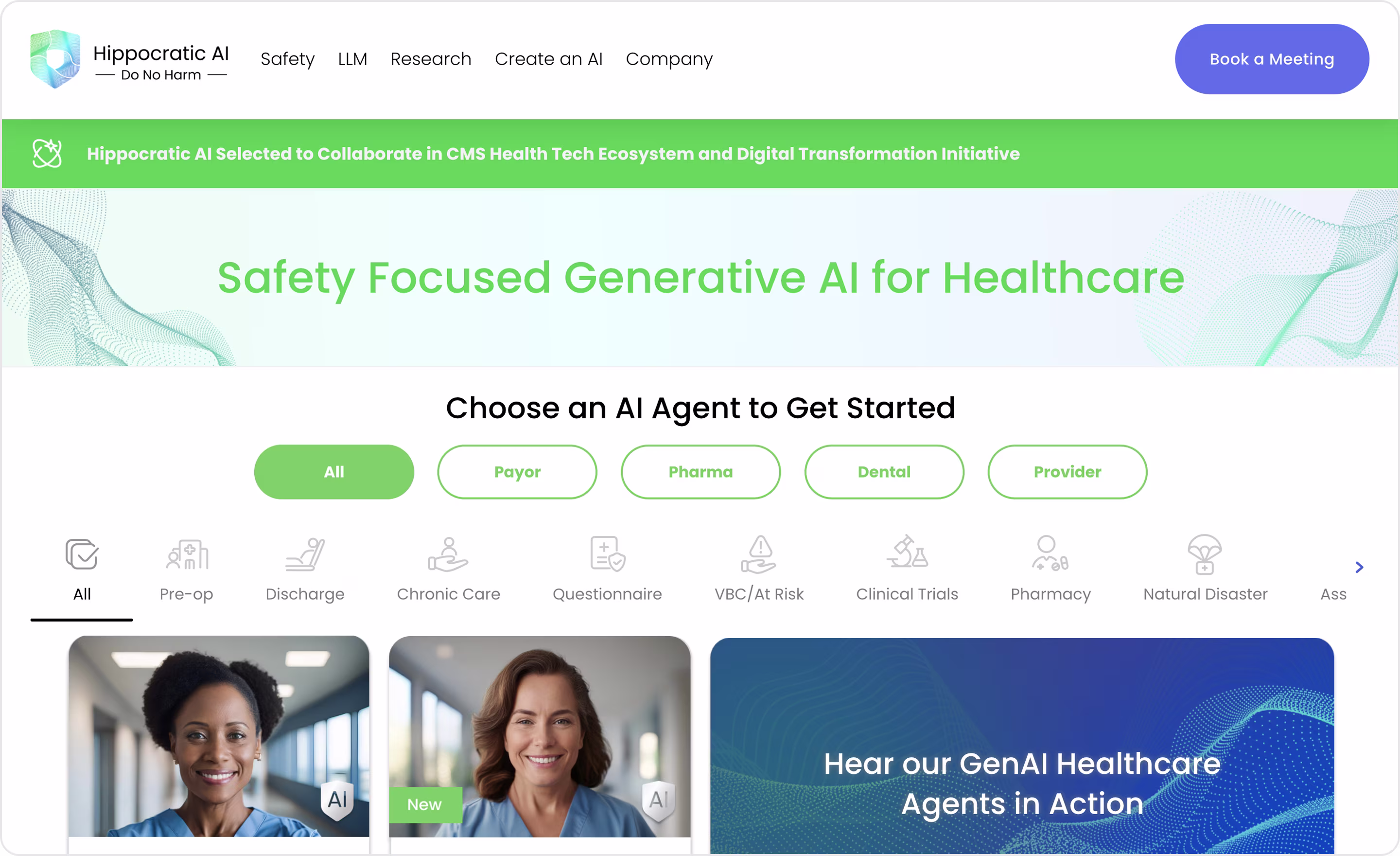 Hippocratic AI website design
