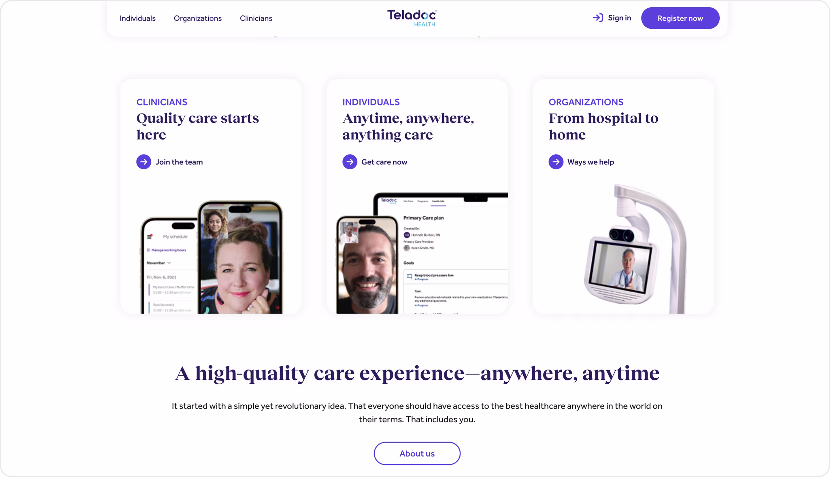 Teladoc Health website design