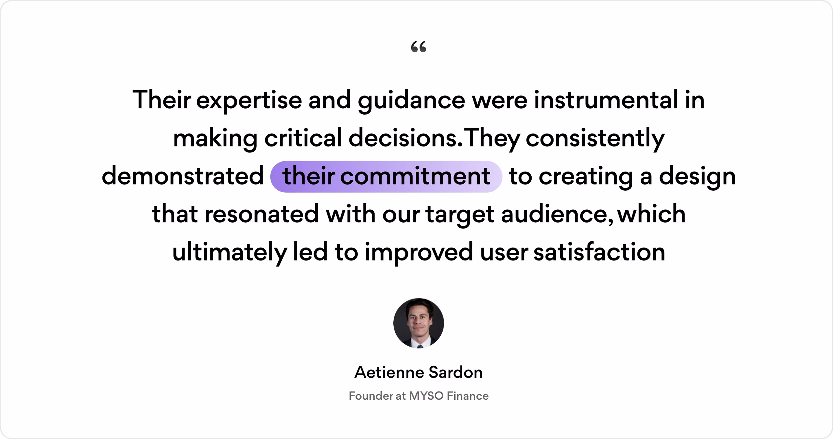 Testimonial from the founder of MYSO Finance