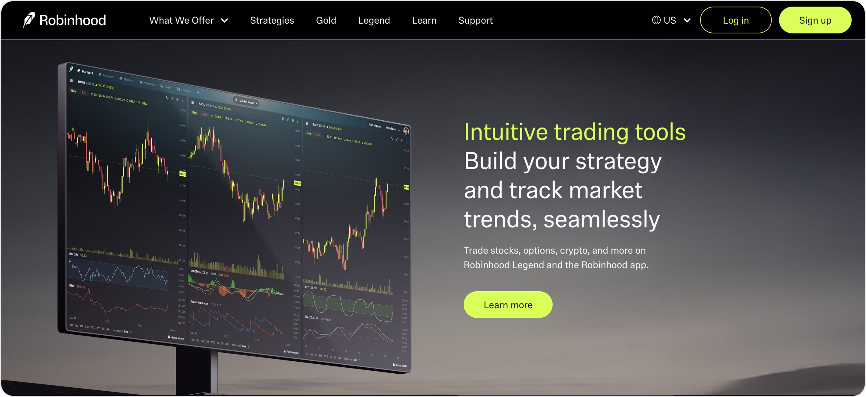 Robinhood website design example