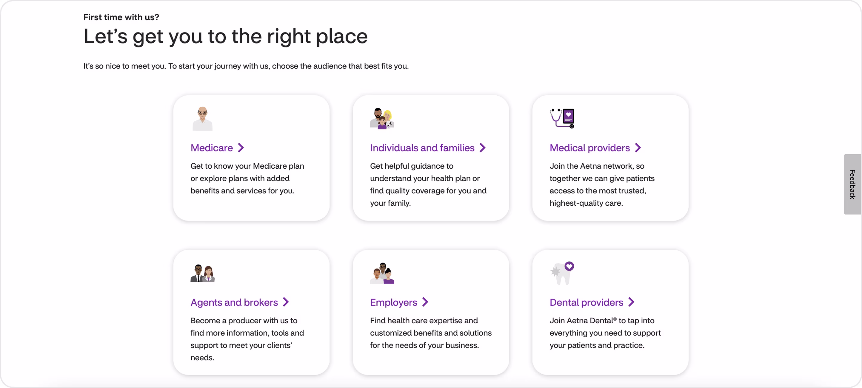 Aetna website design example