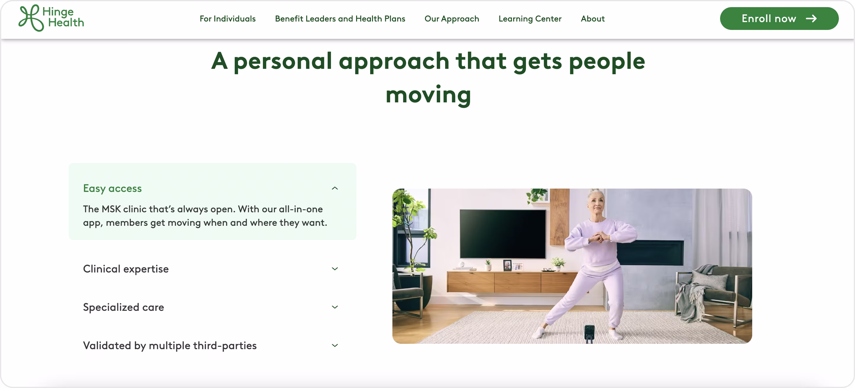 Hinge Health website design example