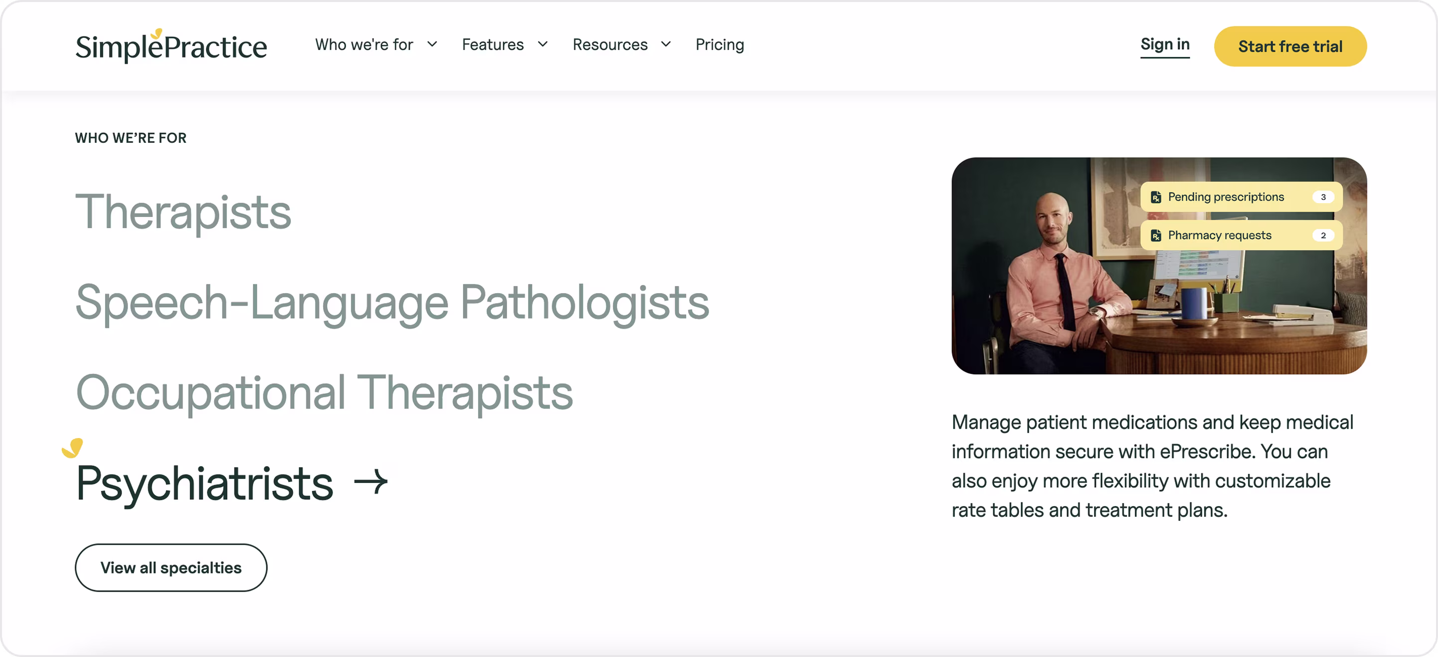 Simple Practice website design example