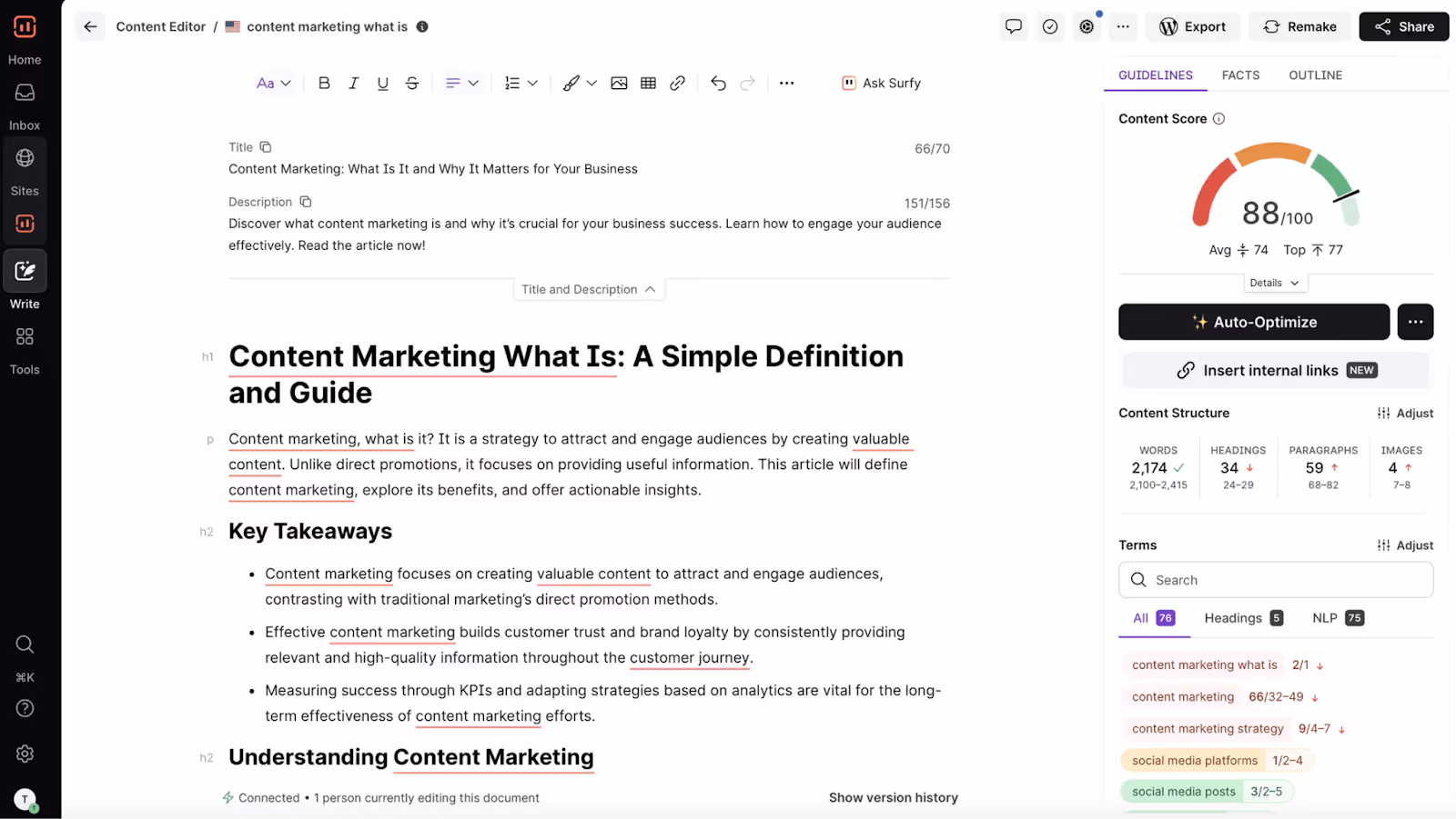 Surfer SEO product design example
