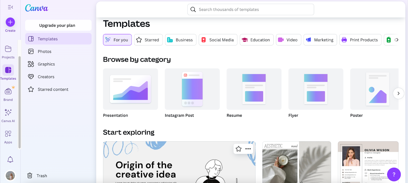 Canva product design example