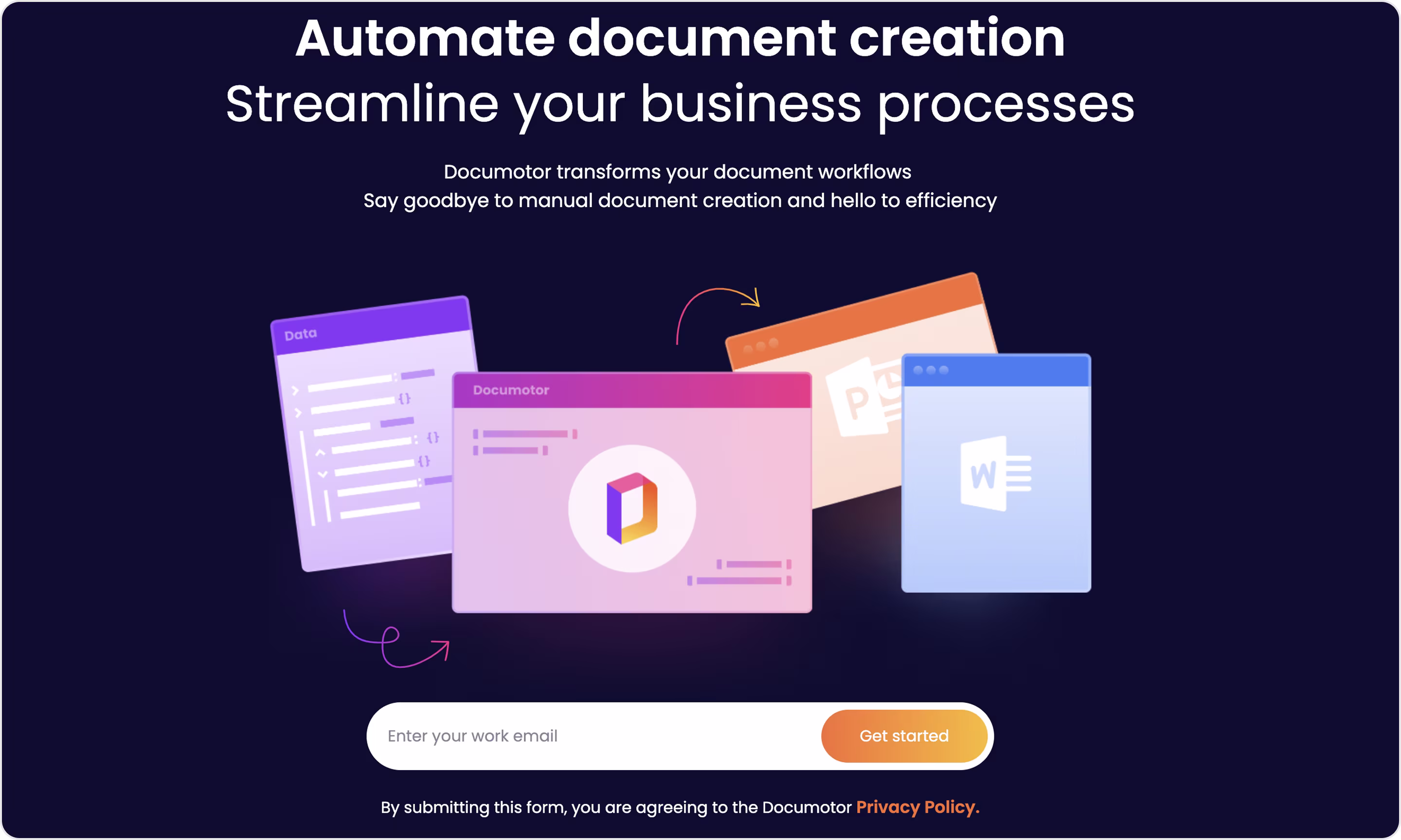 Documotor landing page example