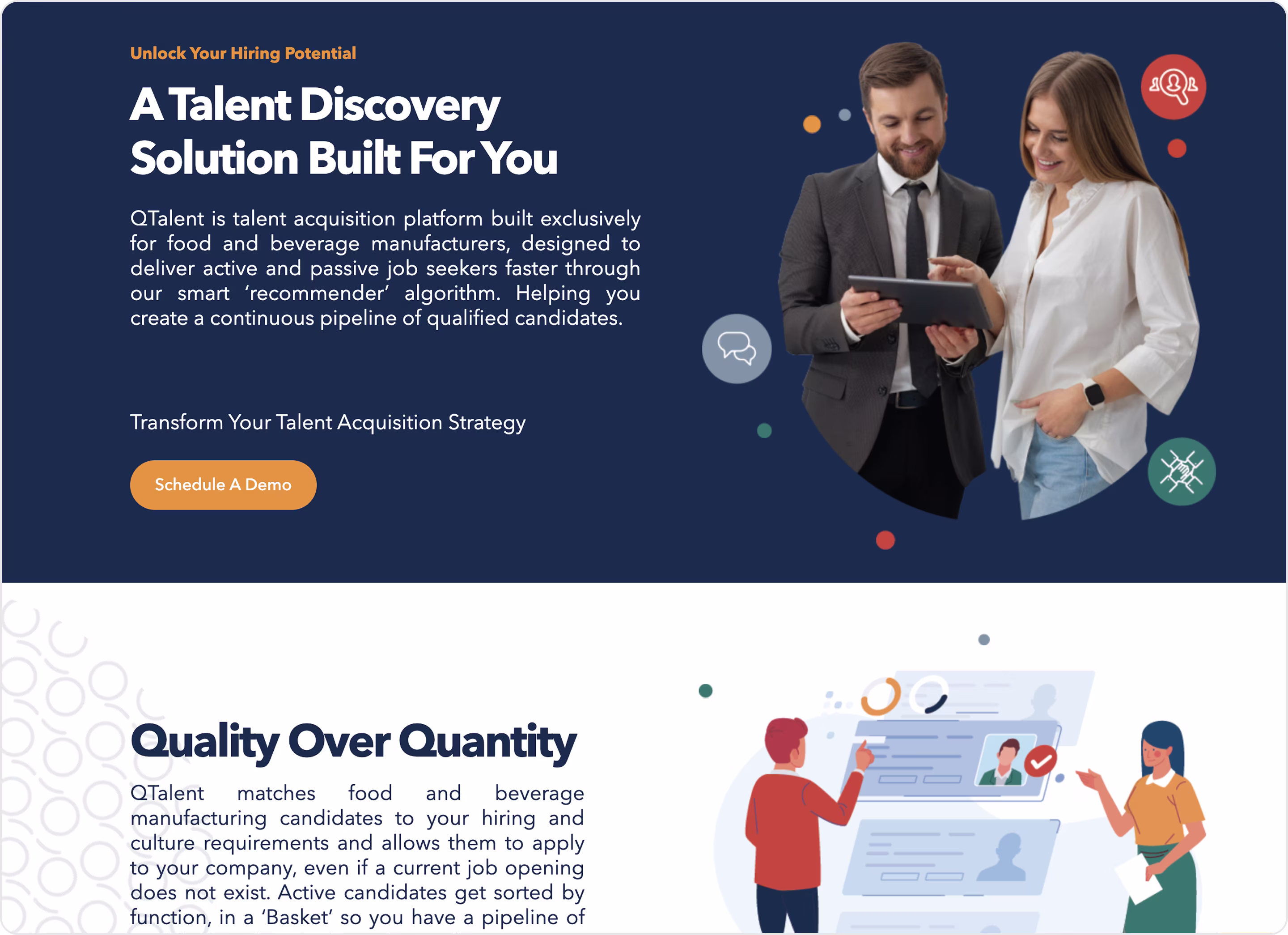 QTalent landing page example