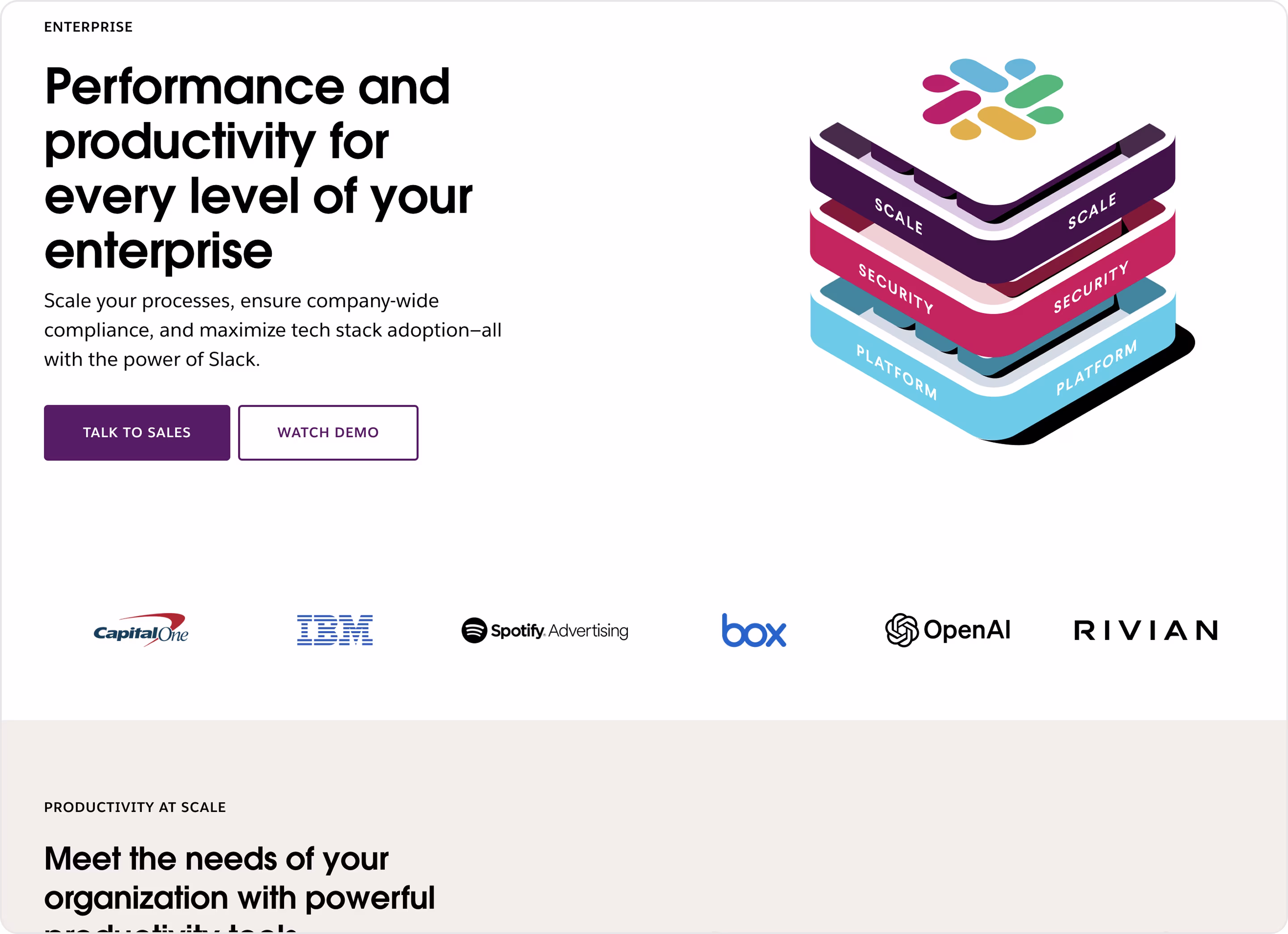 Slack landing page example