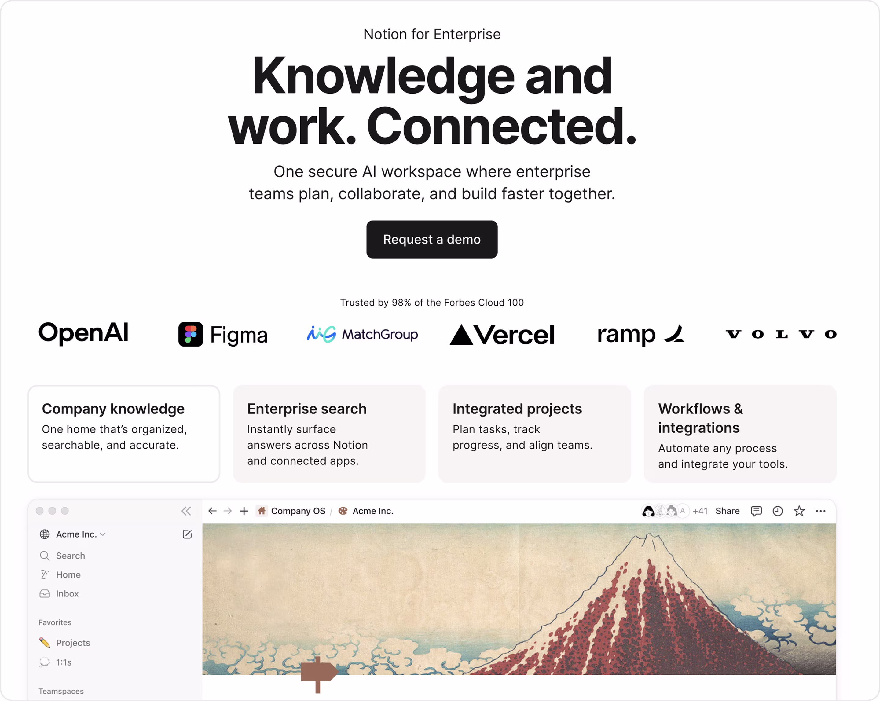 Notion landing page example