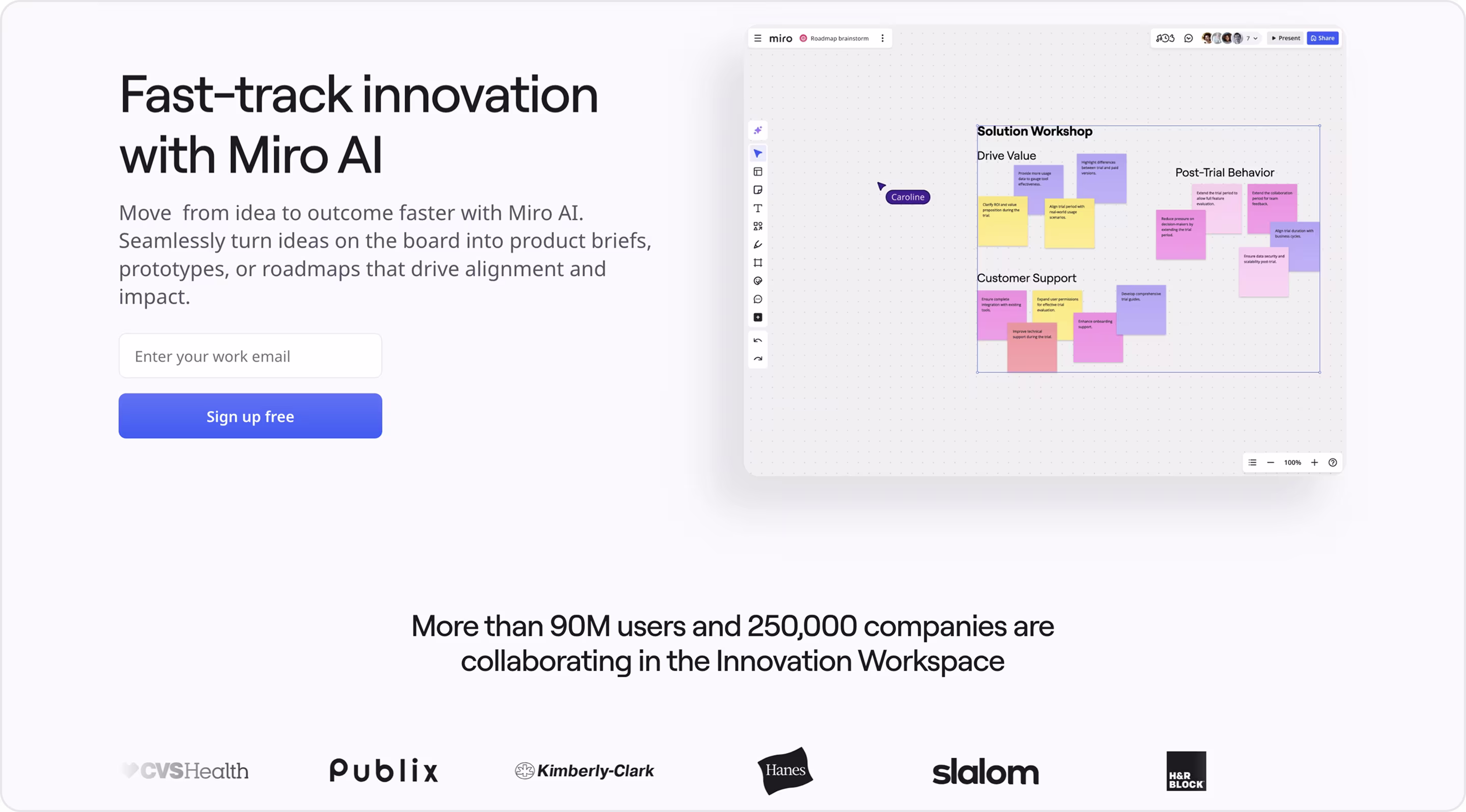 Miro landing page example
