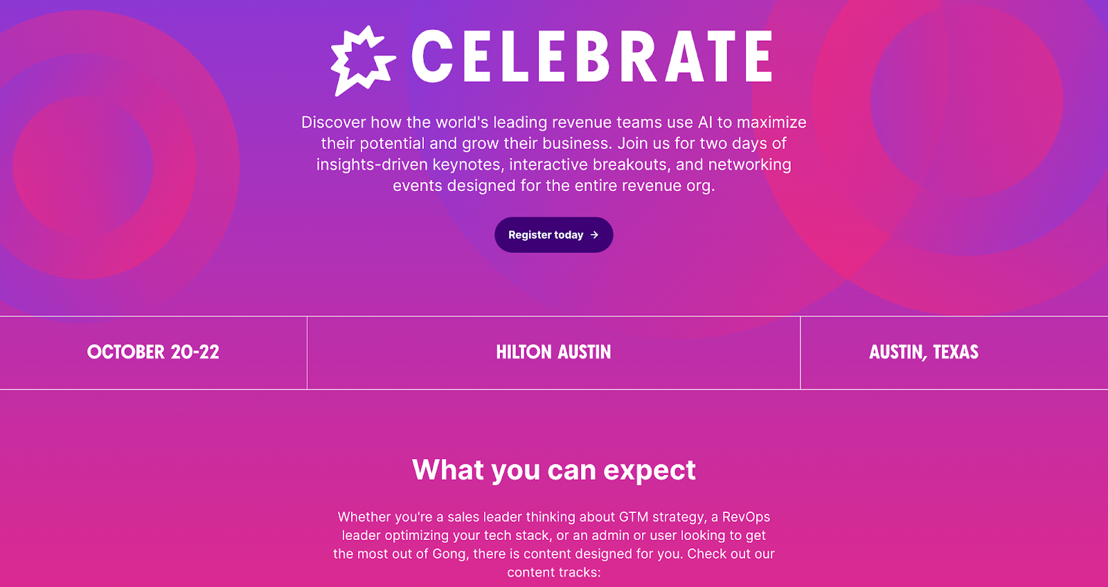 Gong landing page example