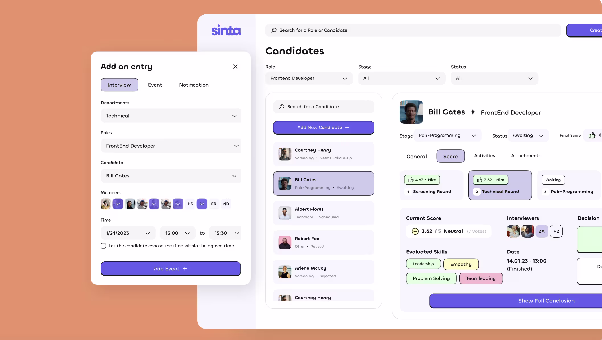 Sinta Profile Page example