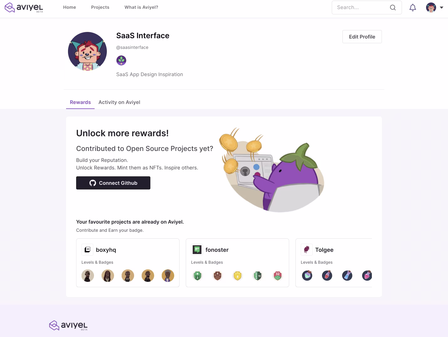 Aviyel Profile Page example