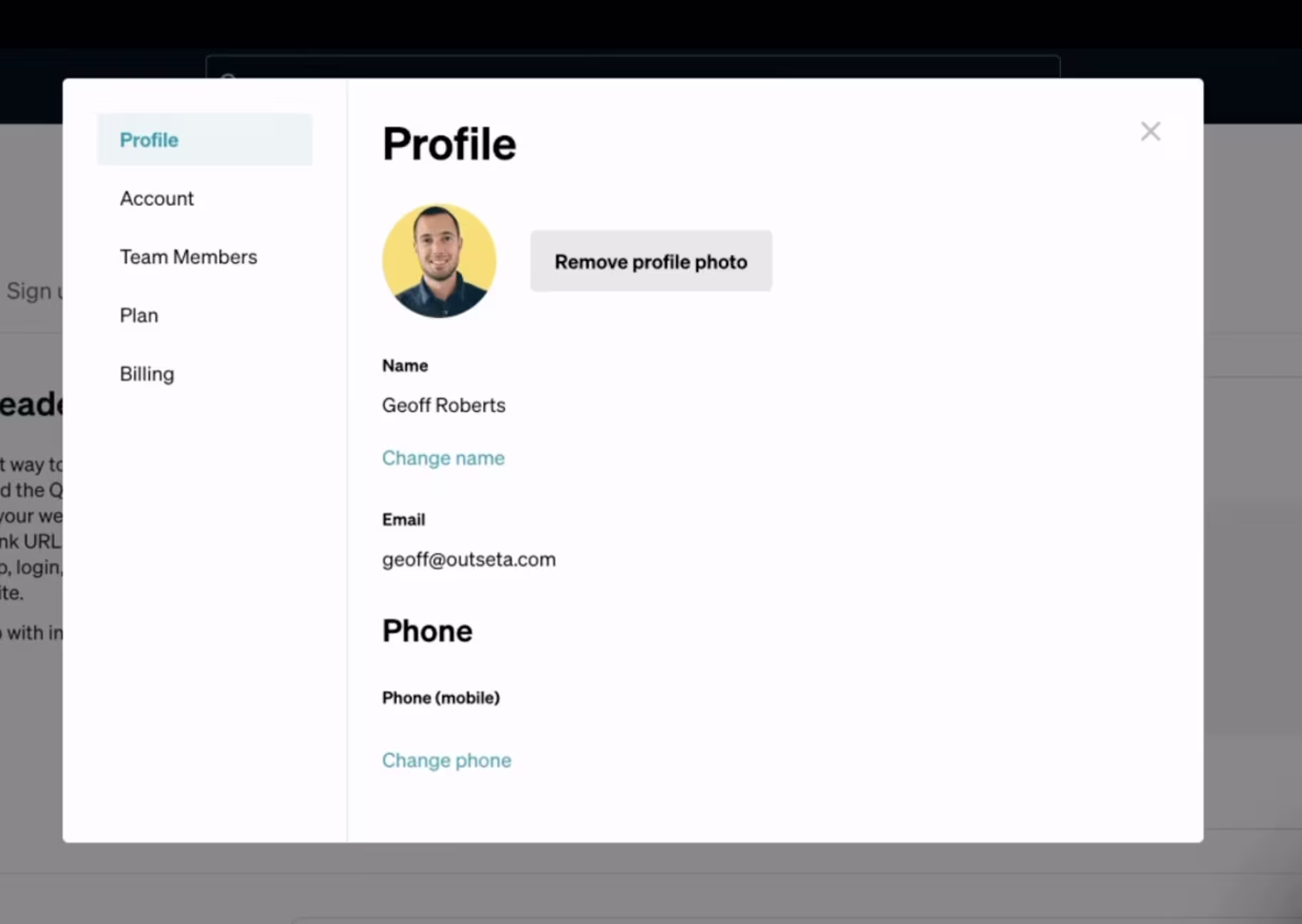 Outseta Profile Page example