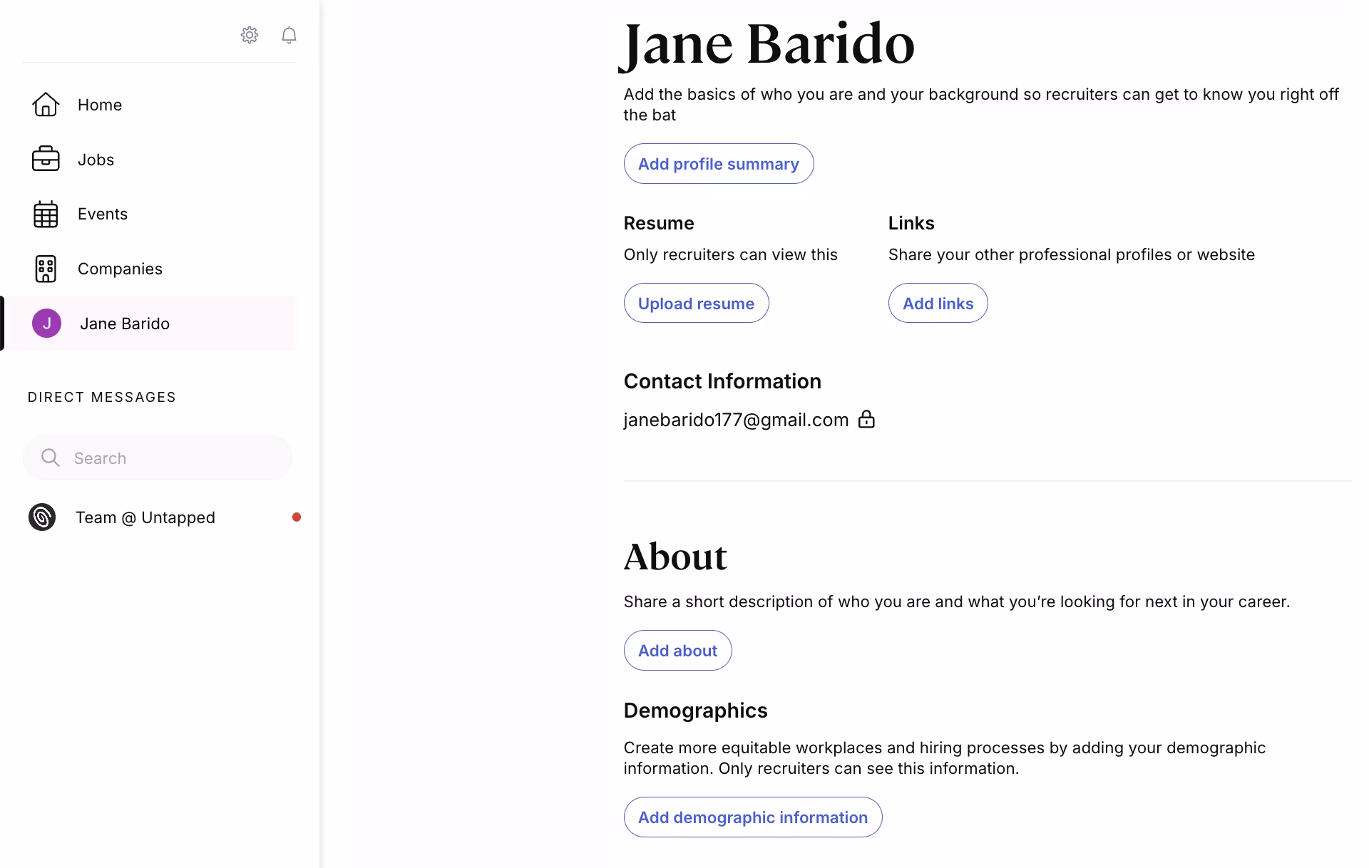 Untapped Profile Page example