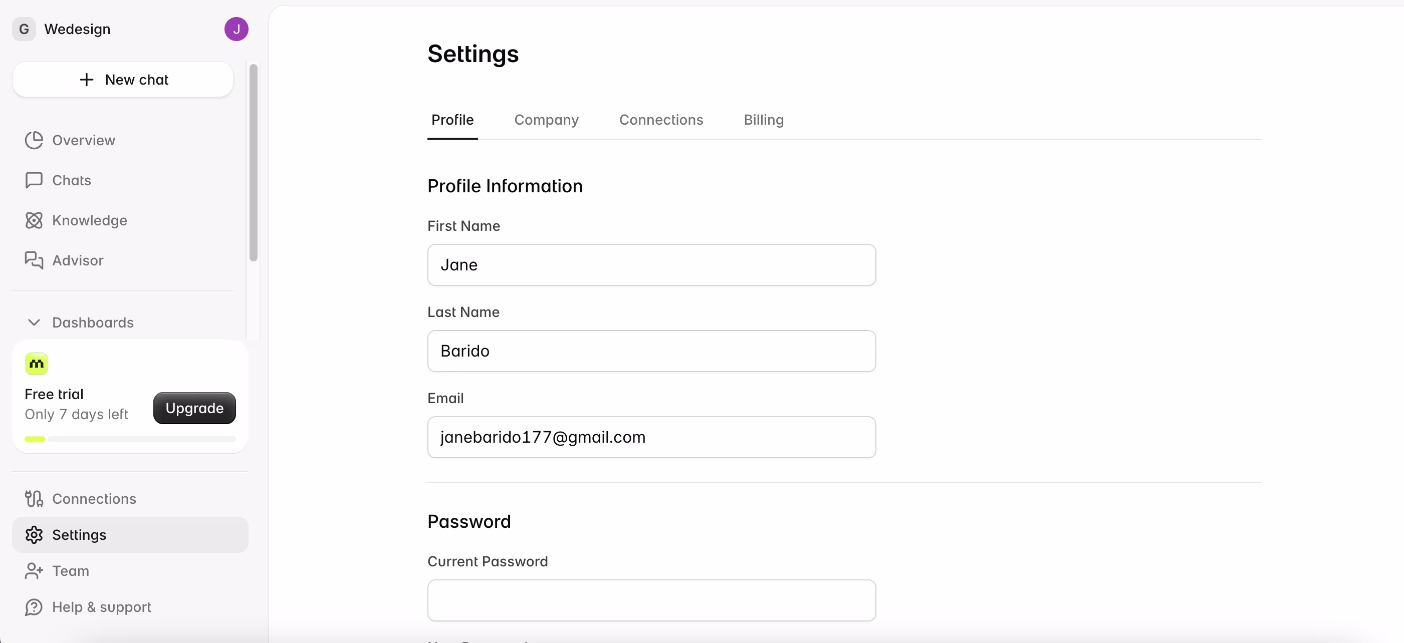 Maybe Finance Profile Page example
