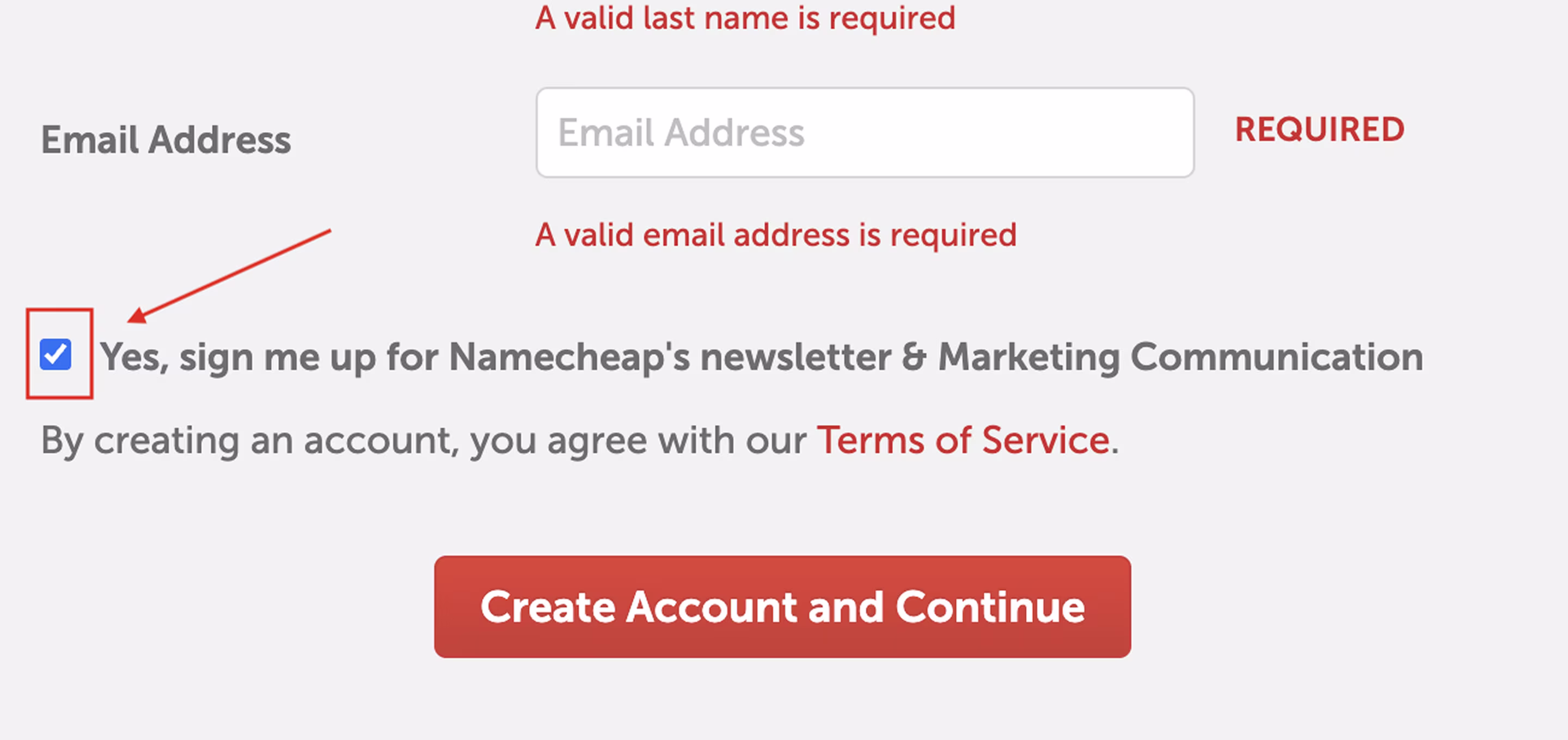 Sneaking dark pattern example Namecheap