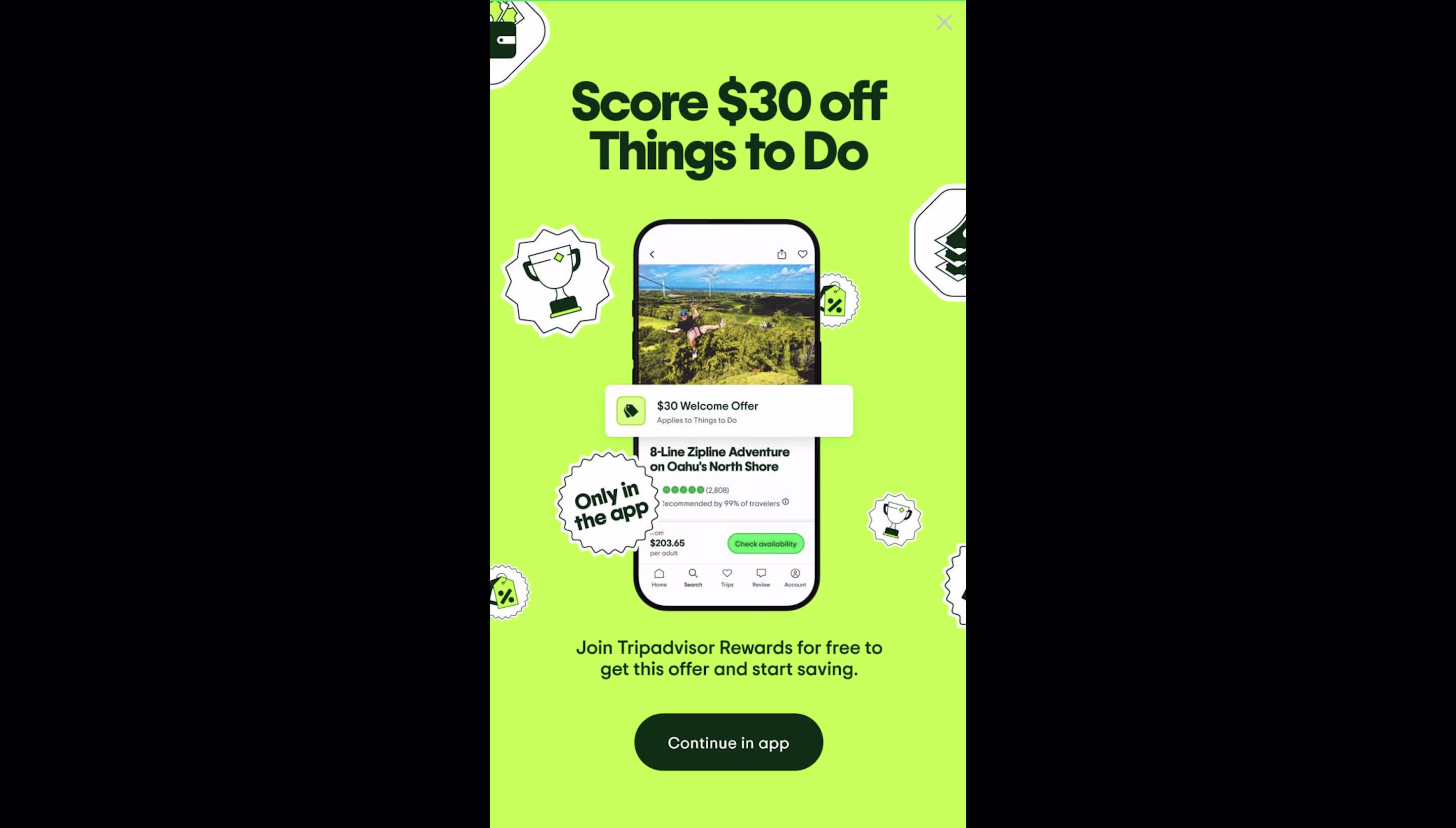 Deceptive navigation dark pattern example from Tripadvisor