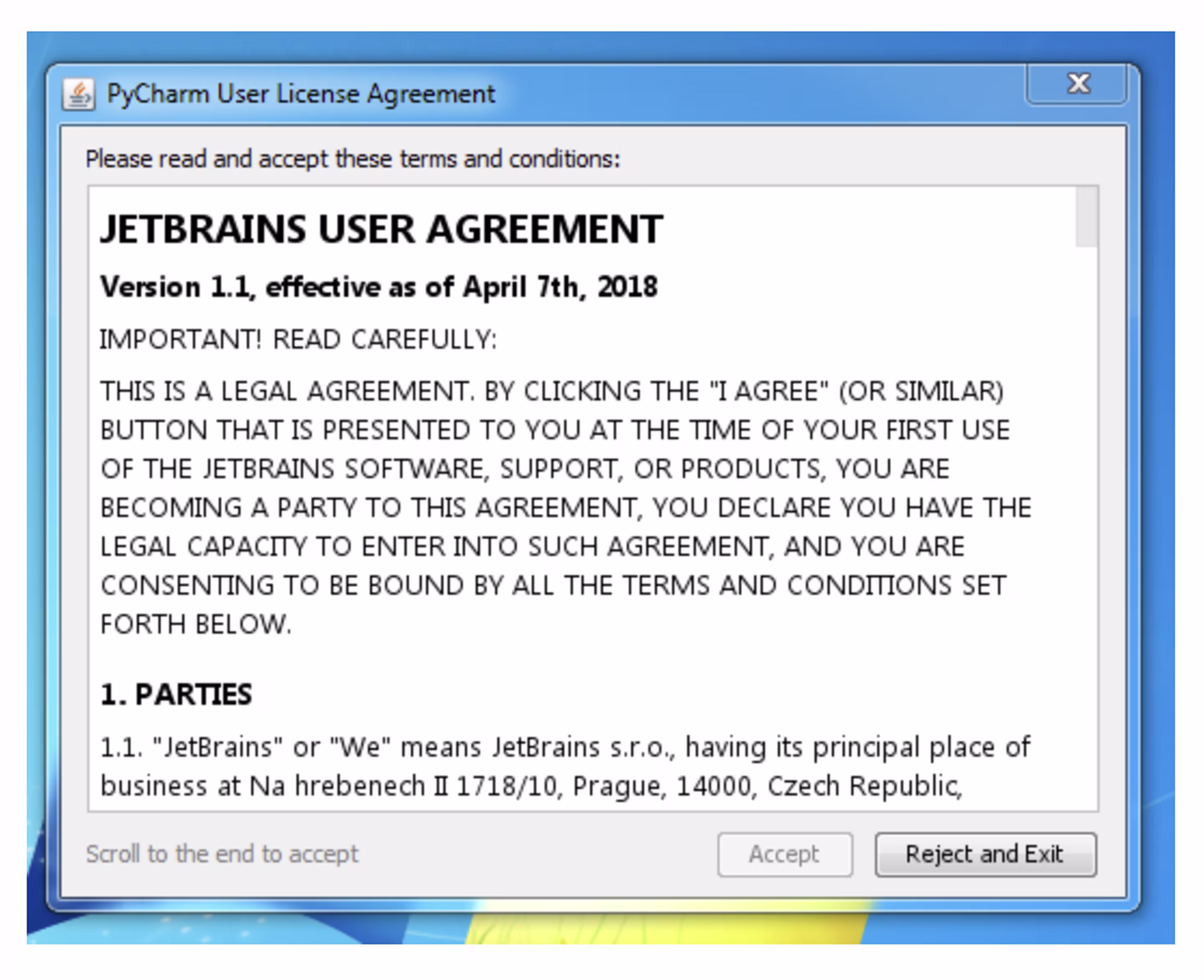 Excessive scrolling dark pattern example from Jetbrains