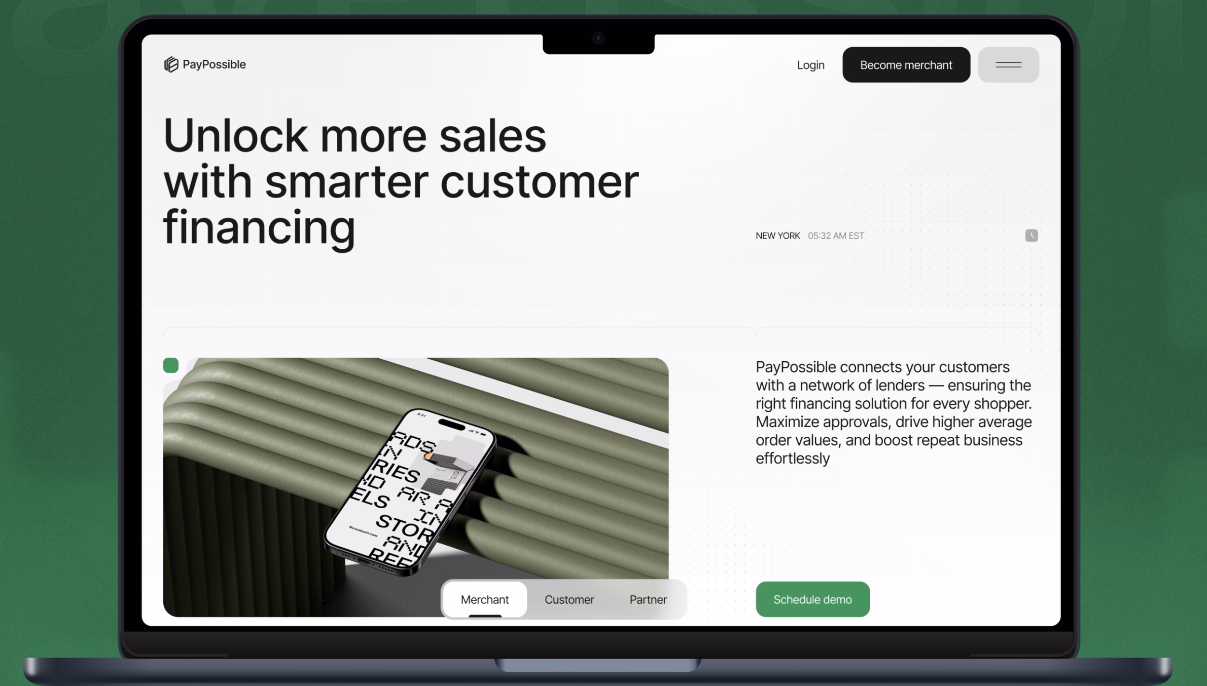 PayPossible Fintech homepage example
