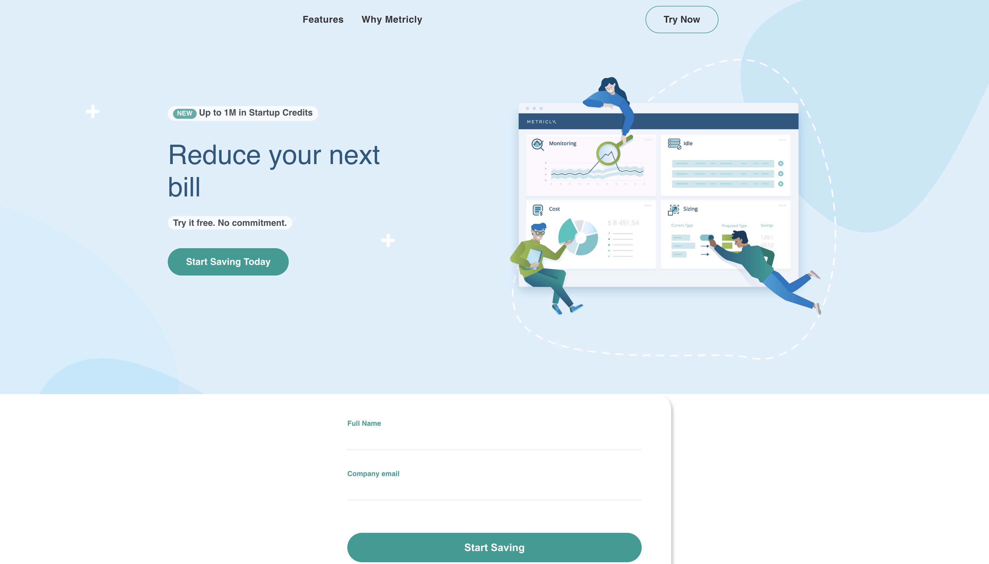 Metricly homepage example