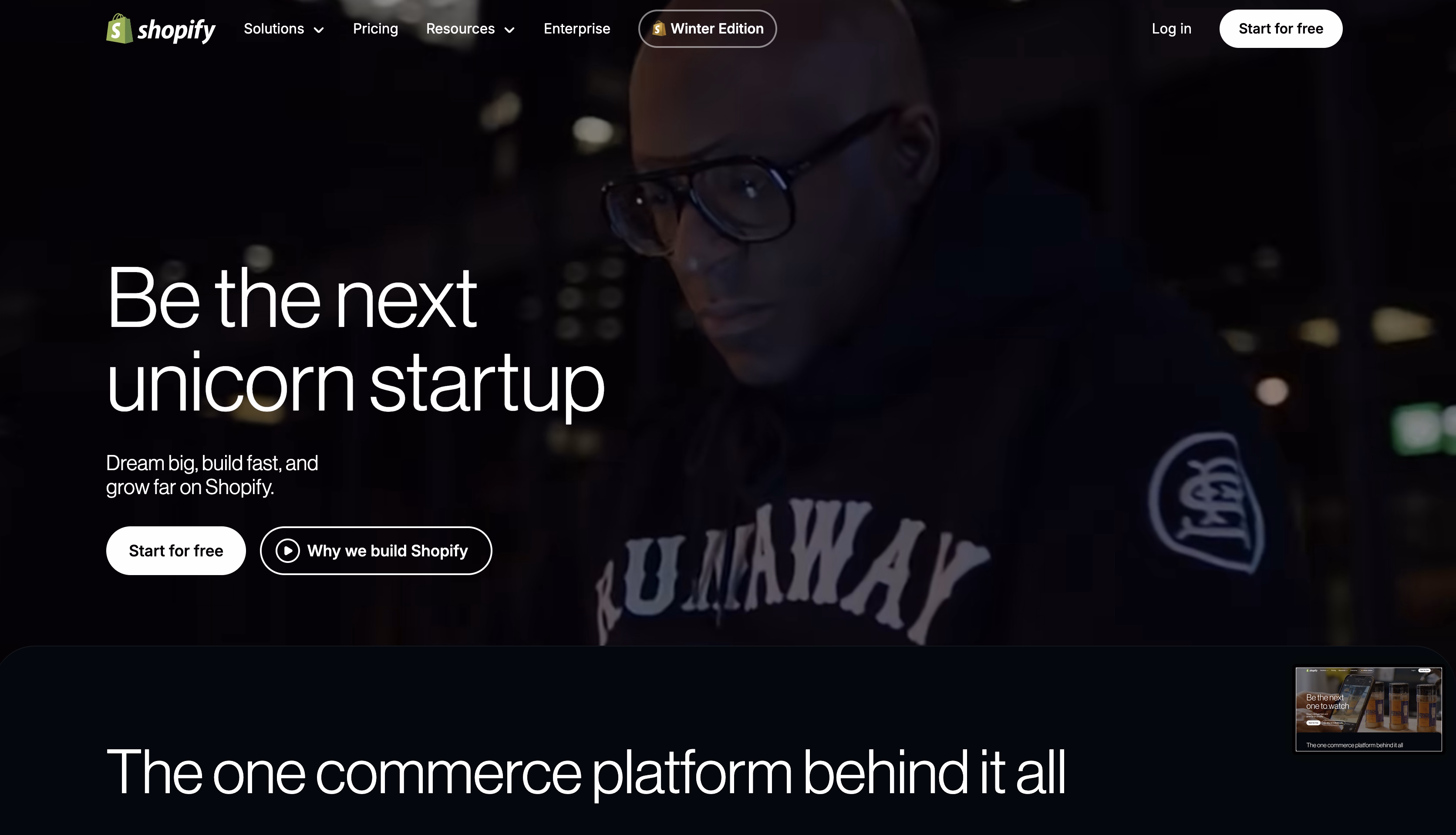 Shopify homepage example