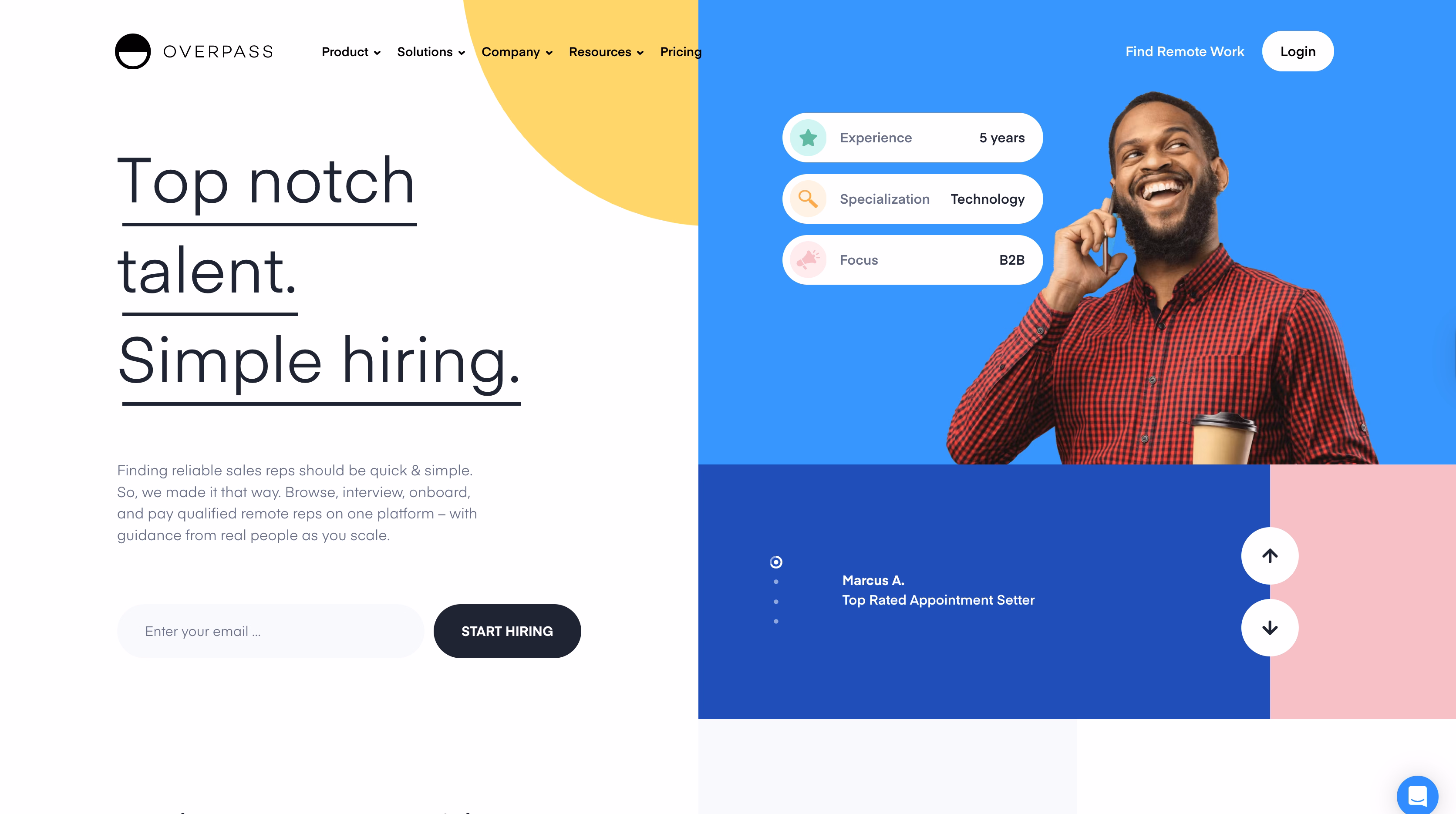 Overpass HR Tech homepage example